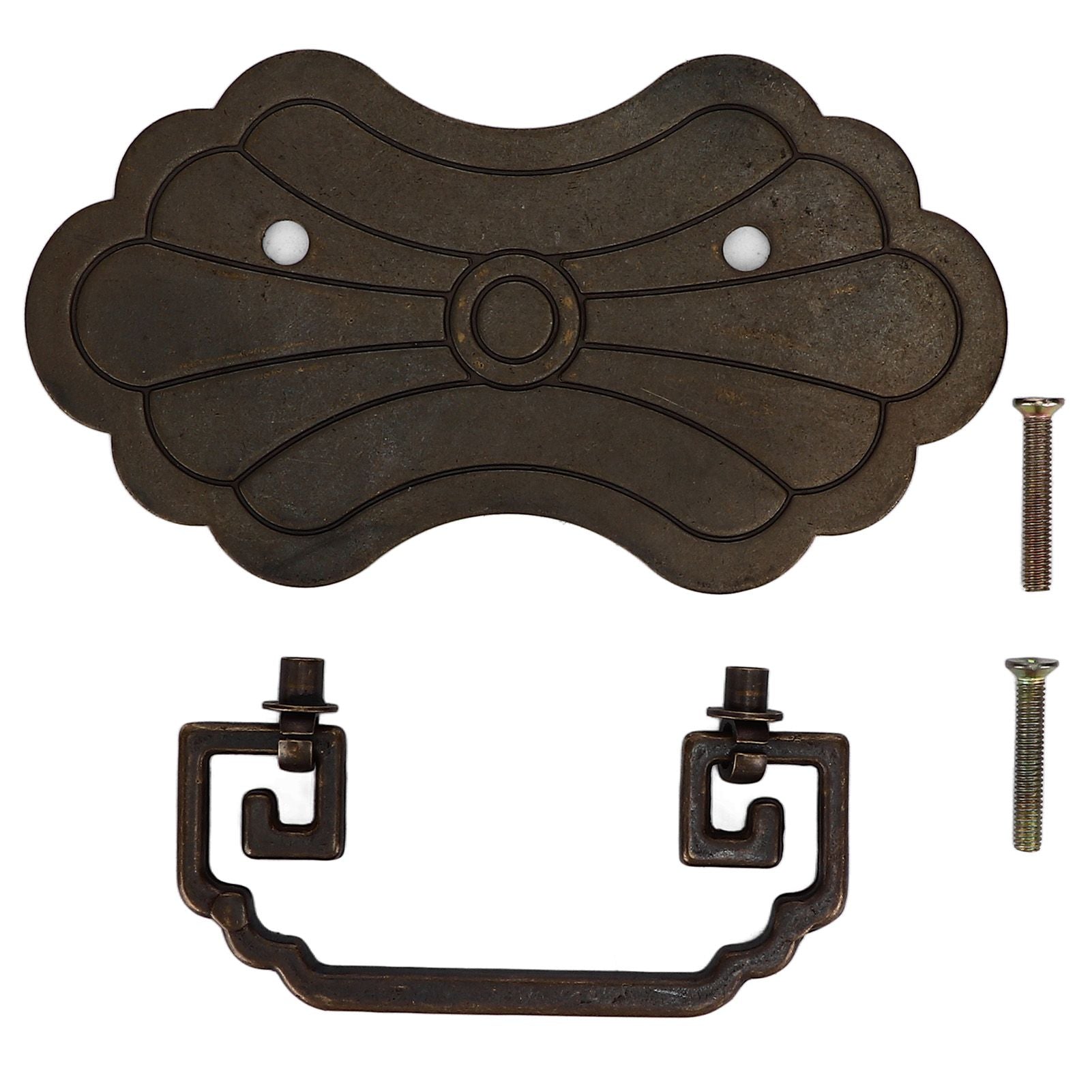 Antique Drawer Handle 12.8x7cm Wealth Blossoms Retro Chinese Style Brass Vintage Drawer Pulls with 2 Screws for Bookcase Bronze