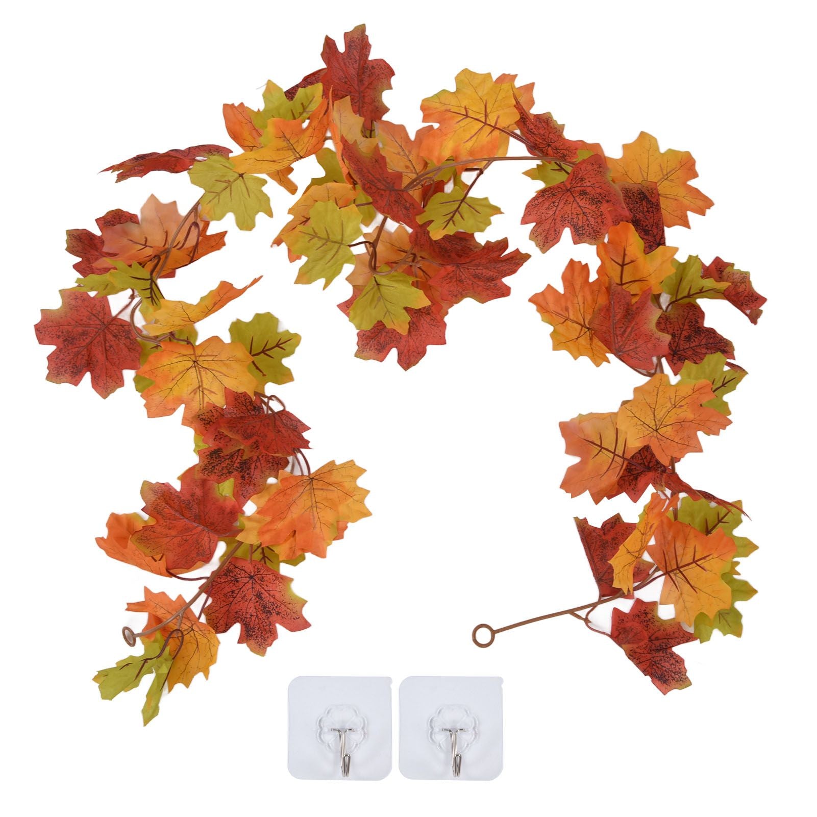 Decorative Artificial Maple Garland Fall Leaf Garland Decoration Thanksgiving Halloween Fake Maple VineDouble Maple Leaf Rattan Type A