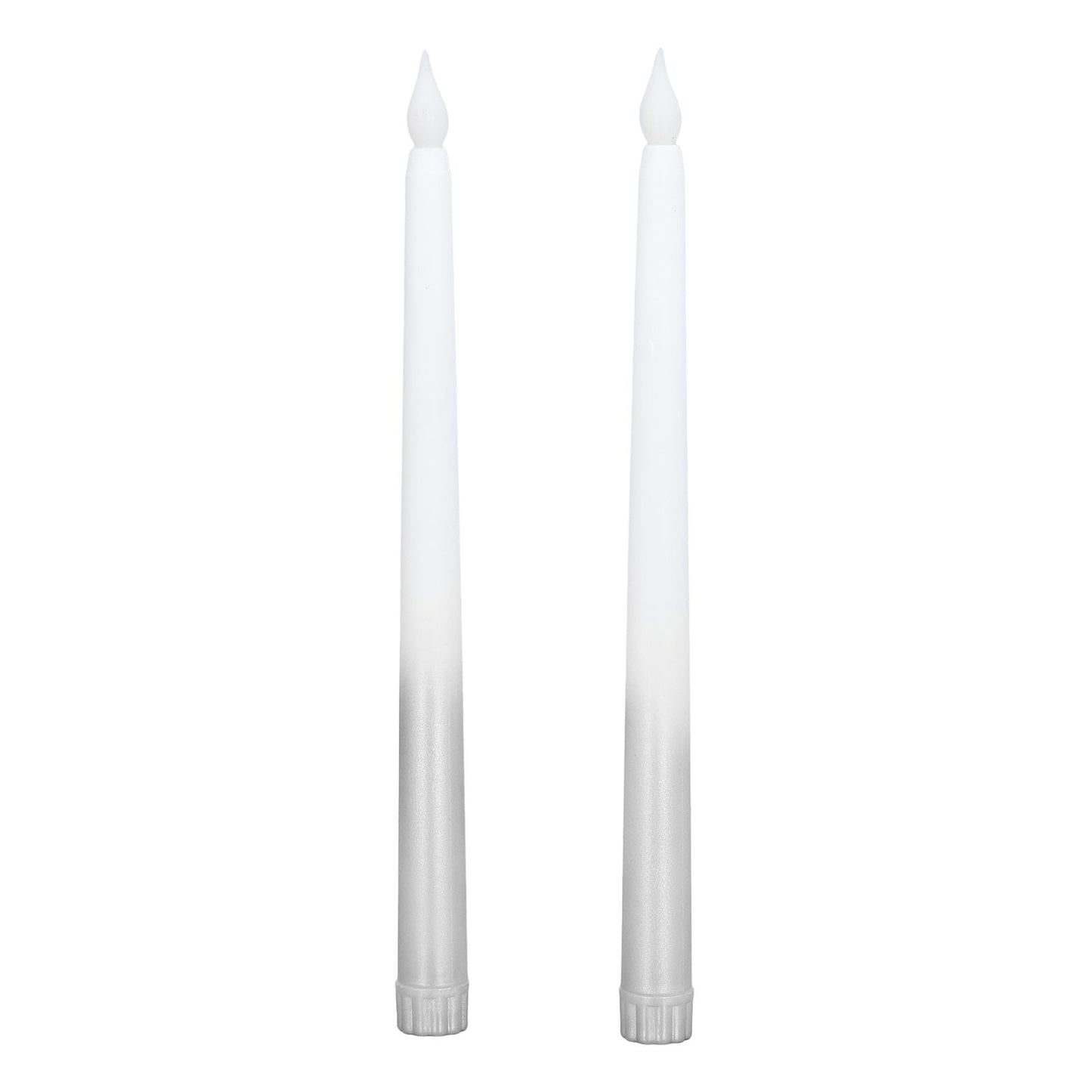 2pcs LED Taper Candles Battery Powered Flameless LED Candle Sticks for Festival Wedding Birthday Party Half Spray Silver