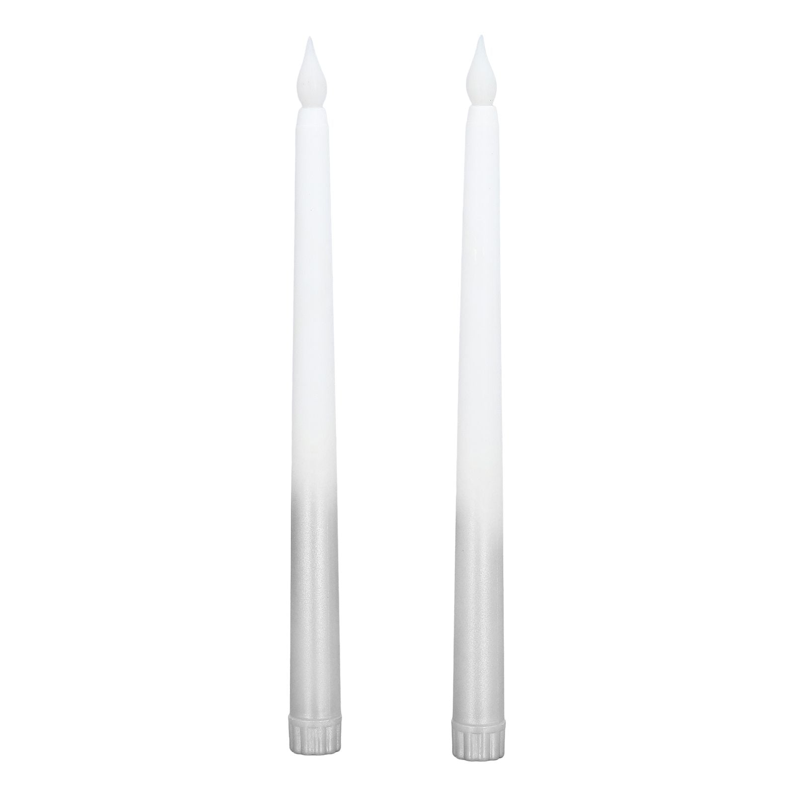 2pcs LED Taper Candles Battery Powered Flameless LED Candle Sticks for Festival Wedding Birthday Party Half Spray Silver