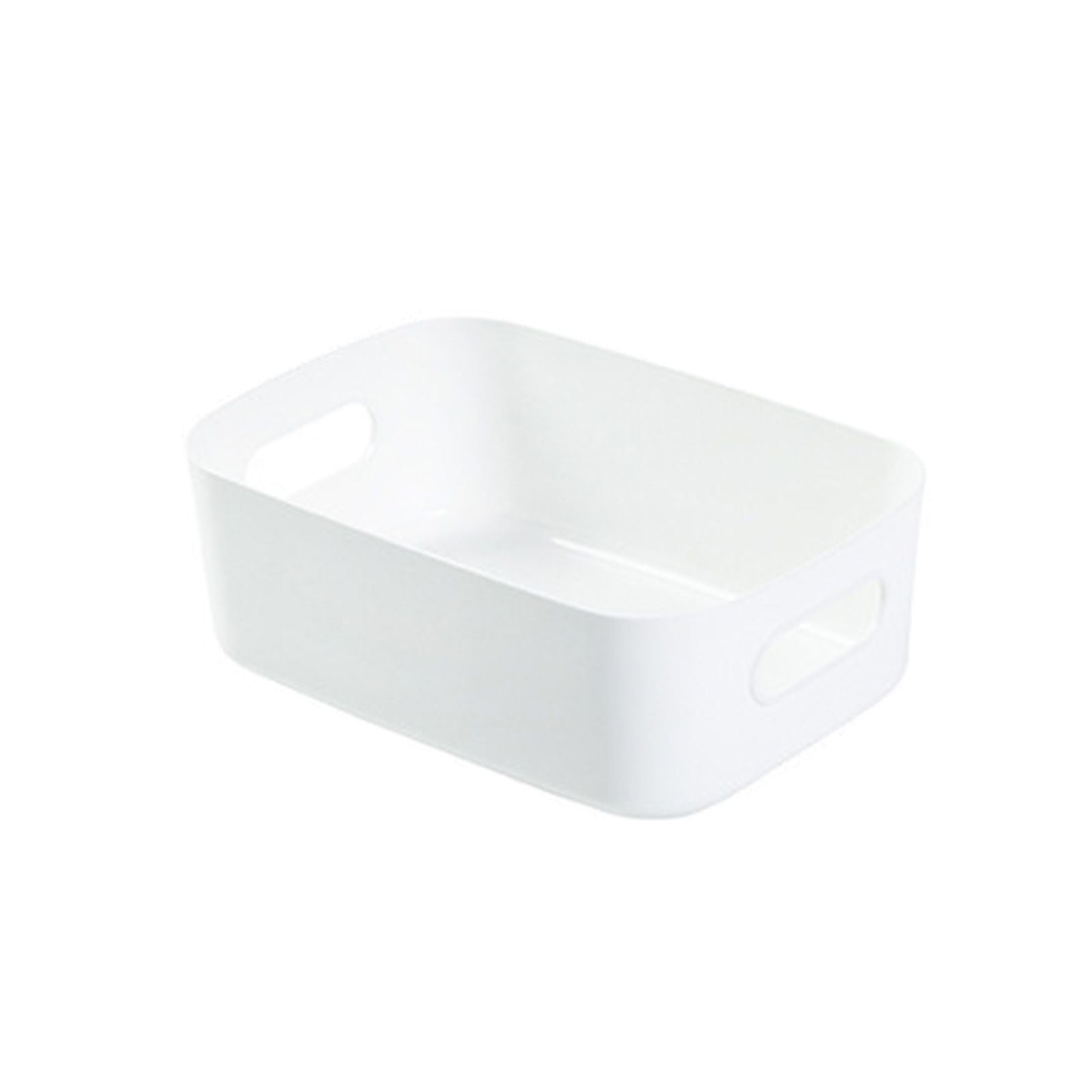 Desktop Storage Basket PP Cosmetic Storages Box Desktops Sundries Organizer with Handle for HouseholdSmall White