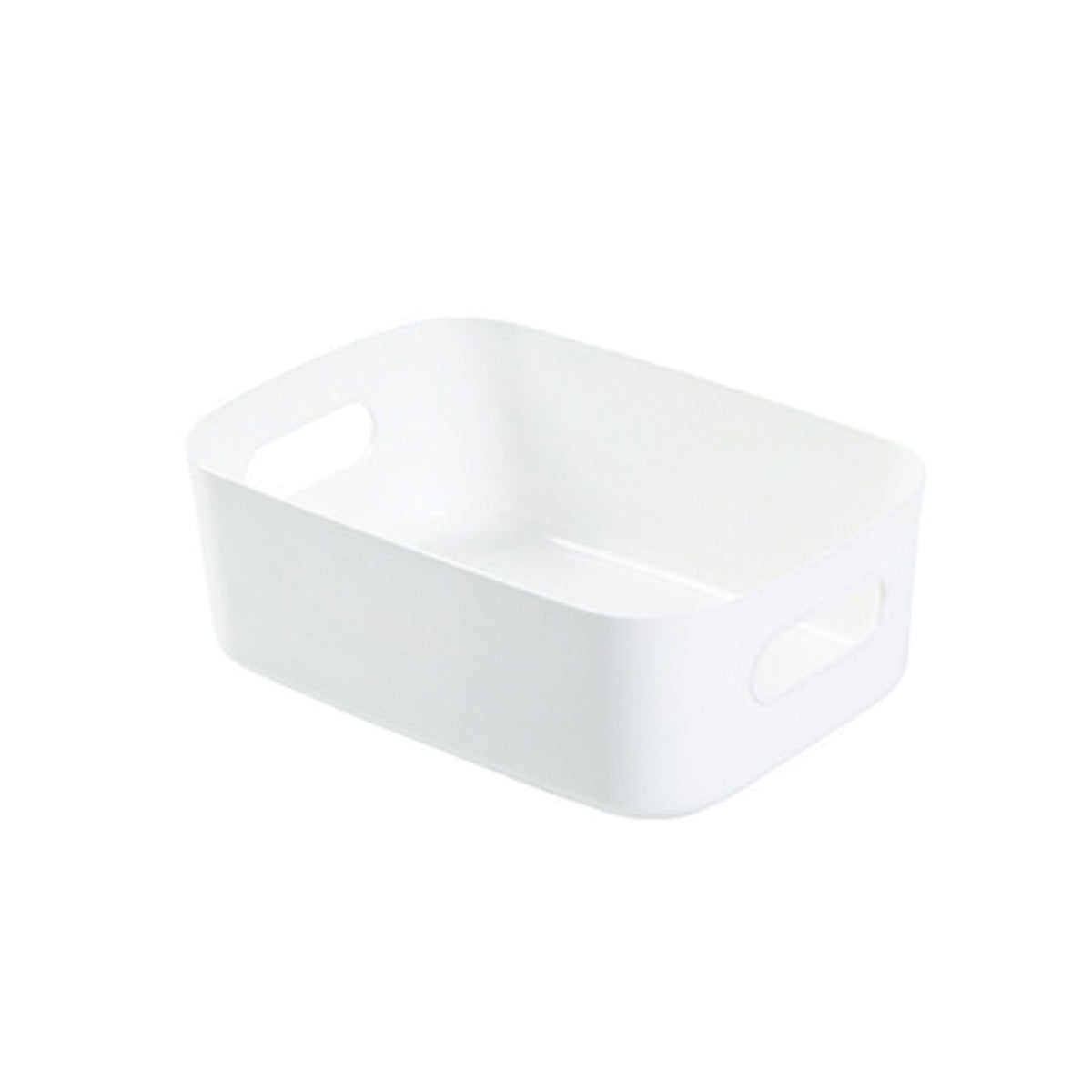 Desktop Storage Basket PP Cosmetic Storages Box Desktops Sundries Organizer with Handle for HouseholdSmall White