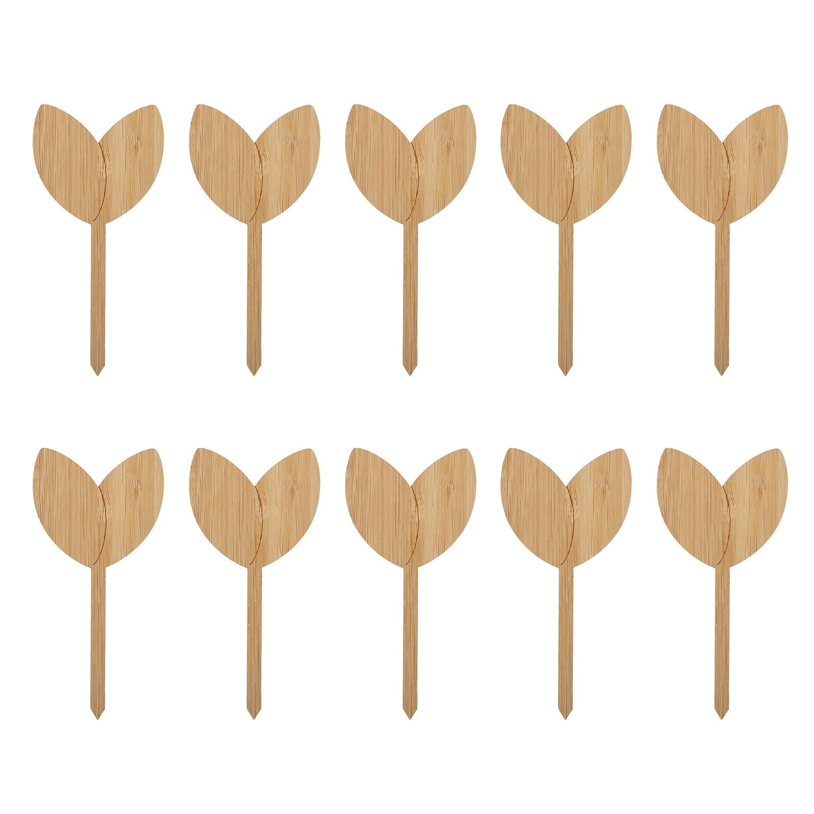 10pcs Plant Labels Bamboo Material Easy Writing 1/8 in Thickness Decorative Garden Markers for GardenerLeaf Shape