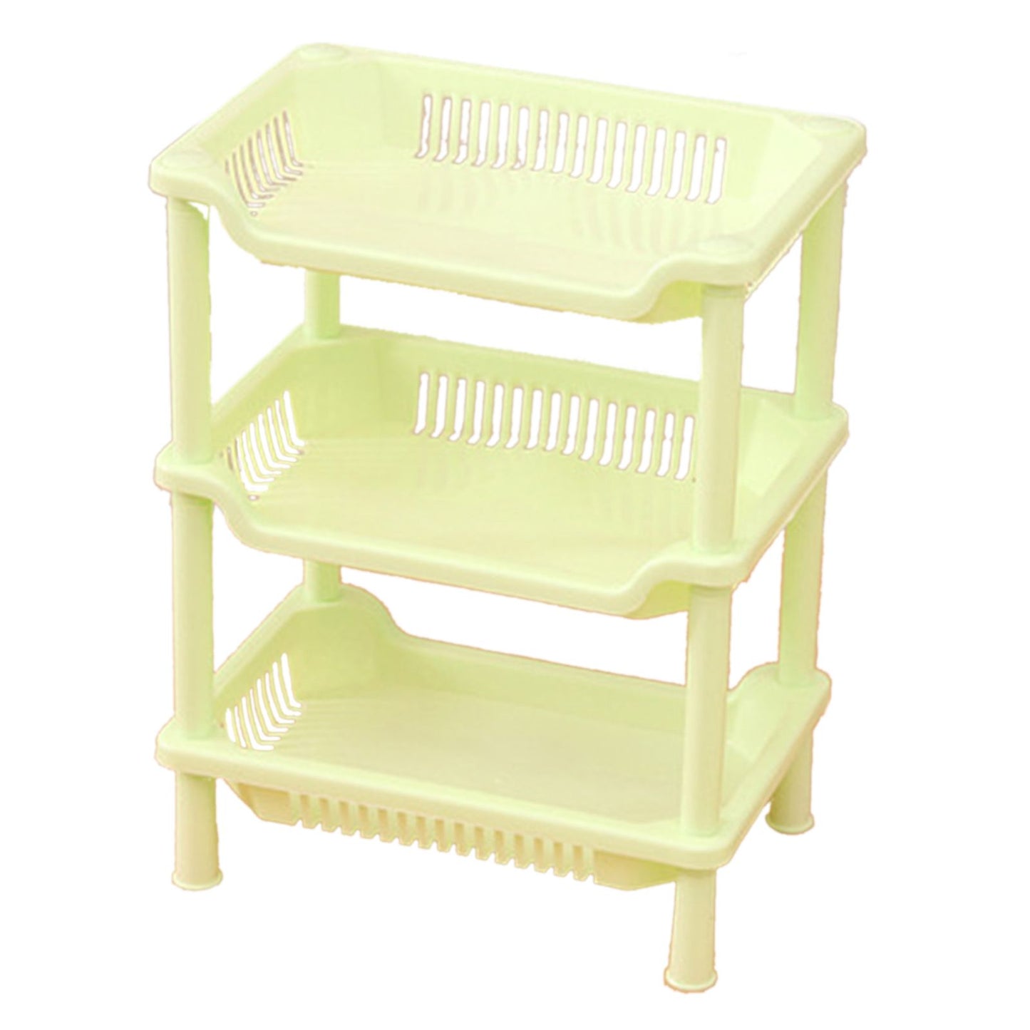3 Layers Bathroom Standing Shelf Bathroom Stand PP Land Installation Bathroom Rack Storage Shelves for Bathroom KitchenGreen Tetragonum