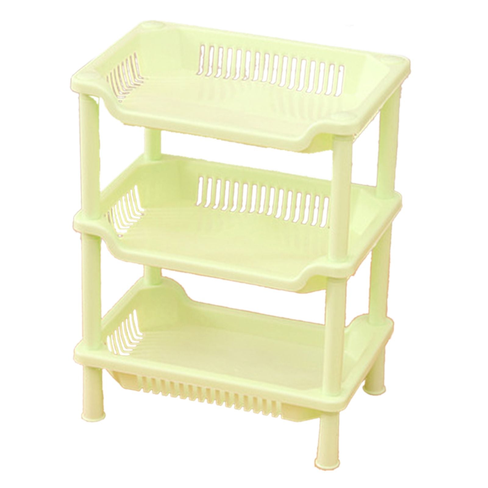 3 Layers Bathroom Standing Shelf Bathroom Stand PP Land Installation Bathroom Rack Storage Shelves for Bathroom KitchenGreen Tetragonum