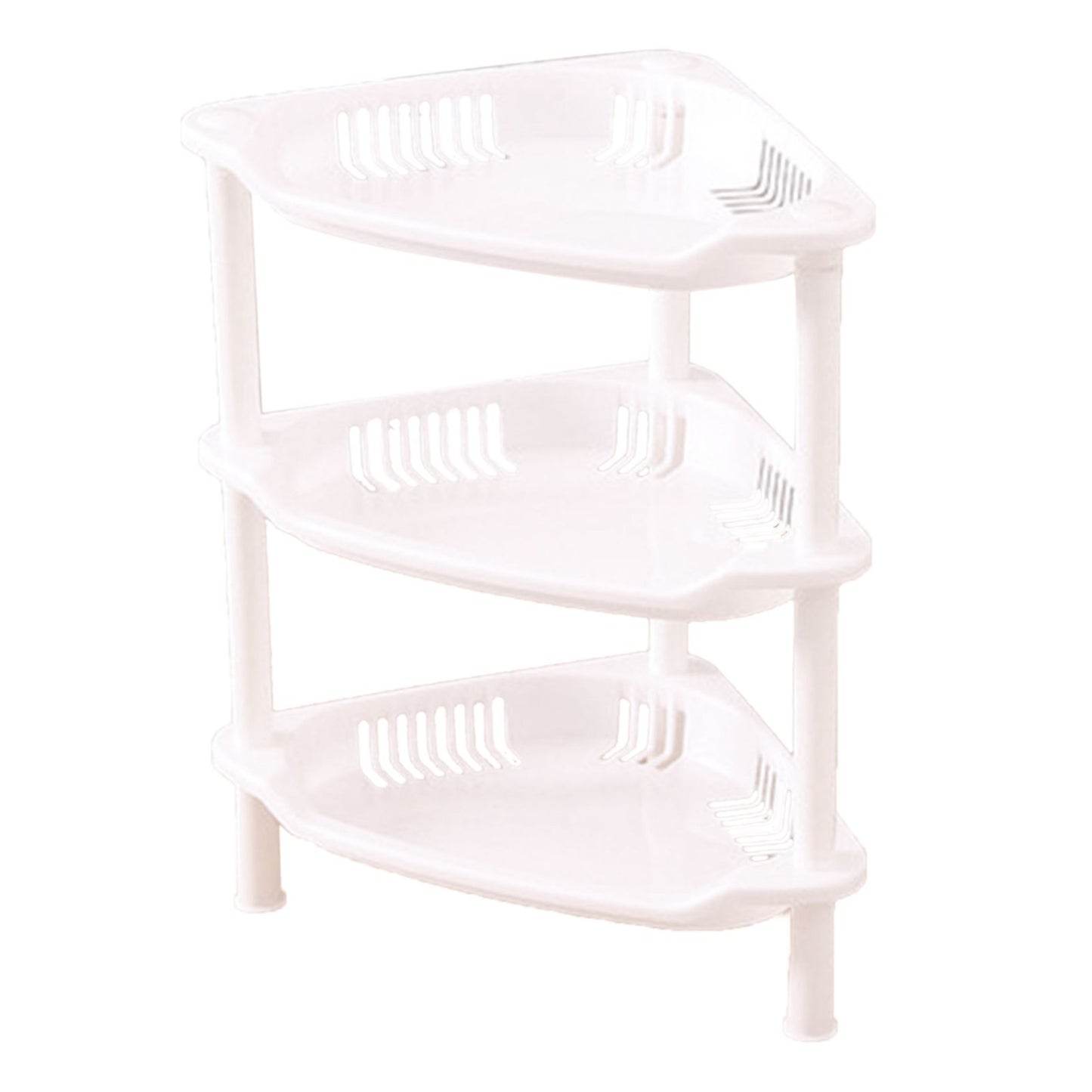 3 Layers Bathroom Standing Shelf Bathroom Stand PP Land Installation Bathroom Rack Storage Shelves for Bathroom KitchenWhite Trigon