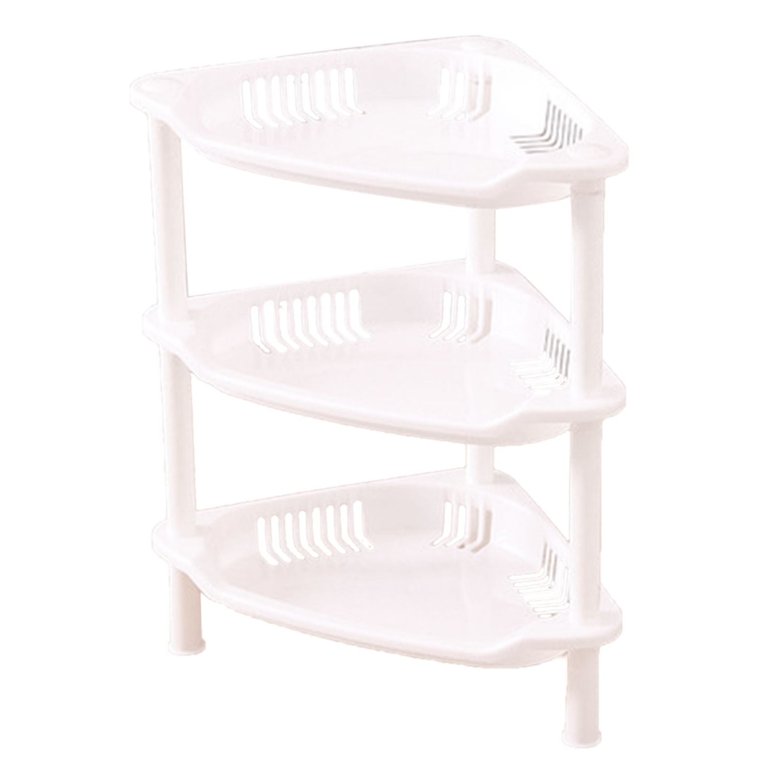 3 Layers Bathroom Standing Shelf Bathroom Stand PP Land Installation Bathroom Rack Storage Shelves for Bathroom KitchenWhite Trigon