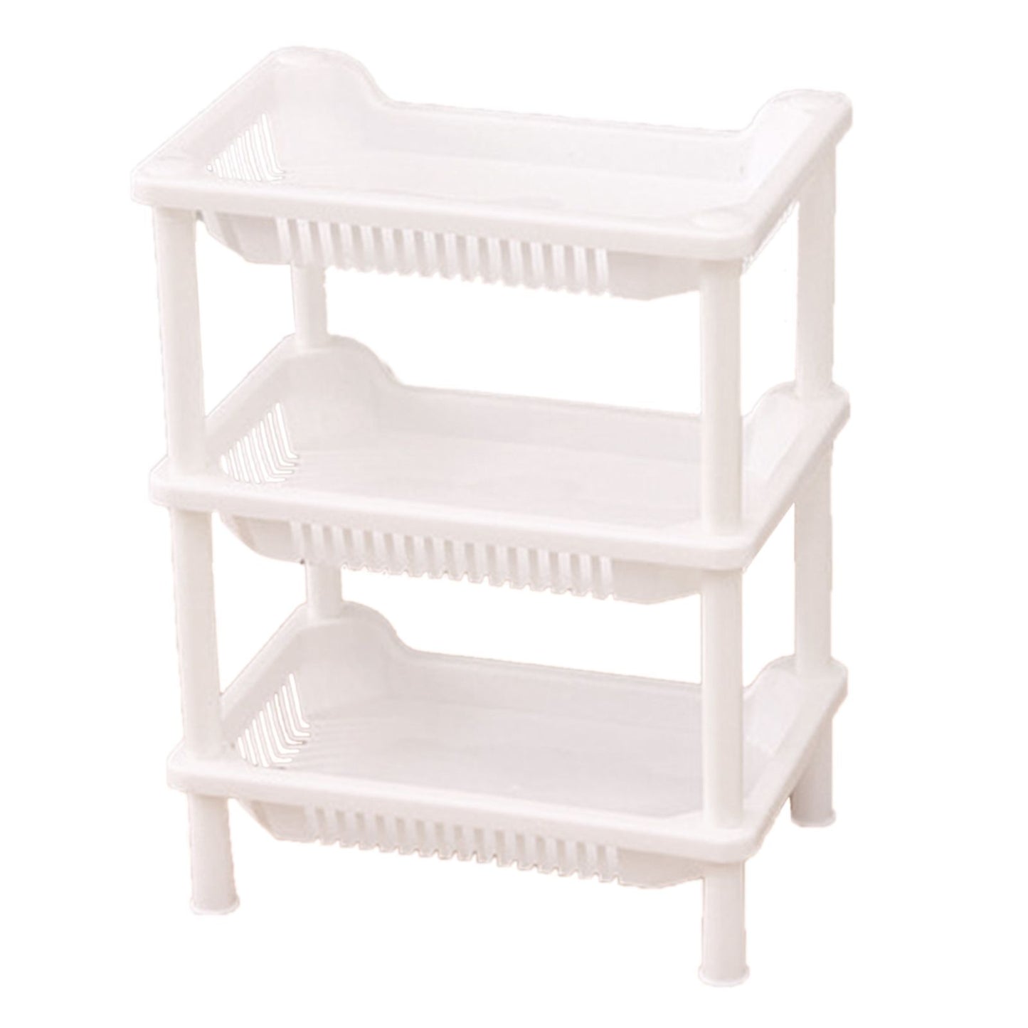 3 Layers Bathroom Standing Shelf Bathroom Stand PP Land Installation Bathroom Rack Storage Shelves for Bathroom KitchenWhite Tetragonum