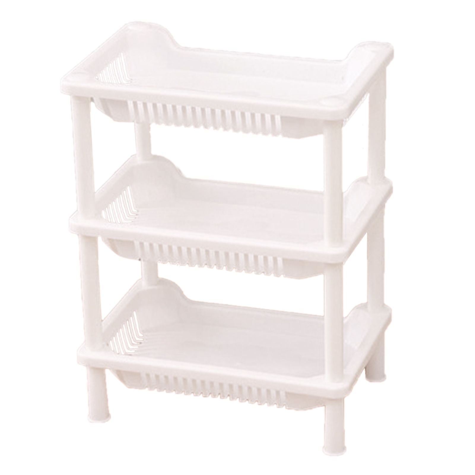 3 Layers Bathroom Standing Shelf Bathroom Stand PP Land Installation Bathroom Rack Storage Shelves for Bathroom KitchenWhite Tetragonum