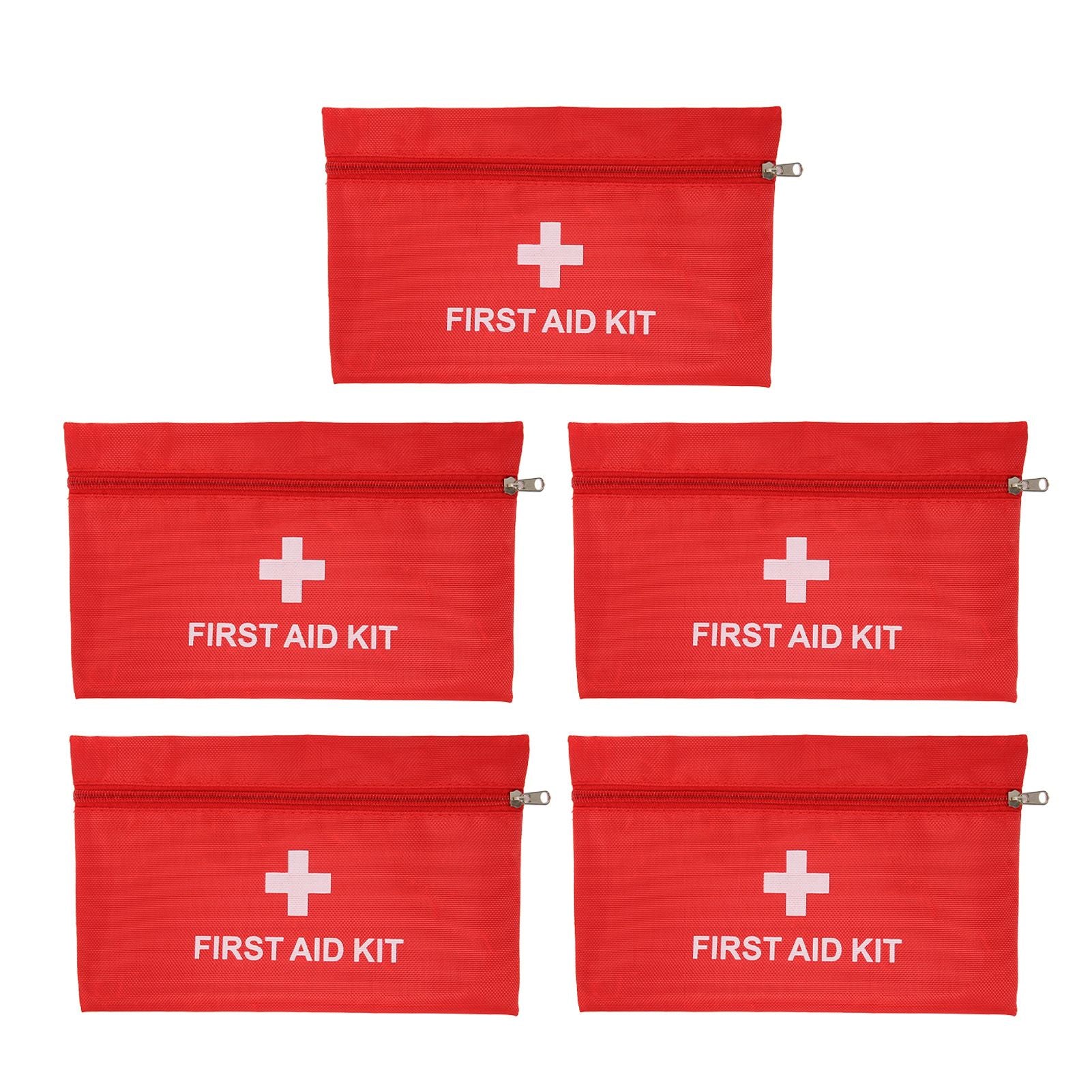 5Pcs/Set Potable Medicine Bag Empty Aid Case Rescue Pouch Waterproof Nylon Red for Home Outdoor Travel Large 25x16cm/9.84x6.3in