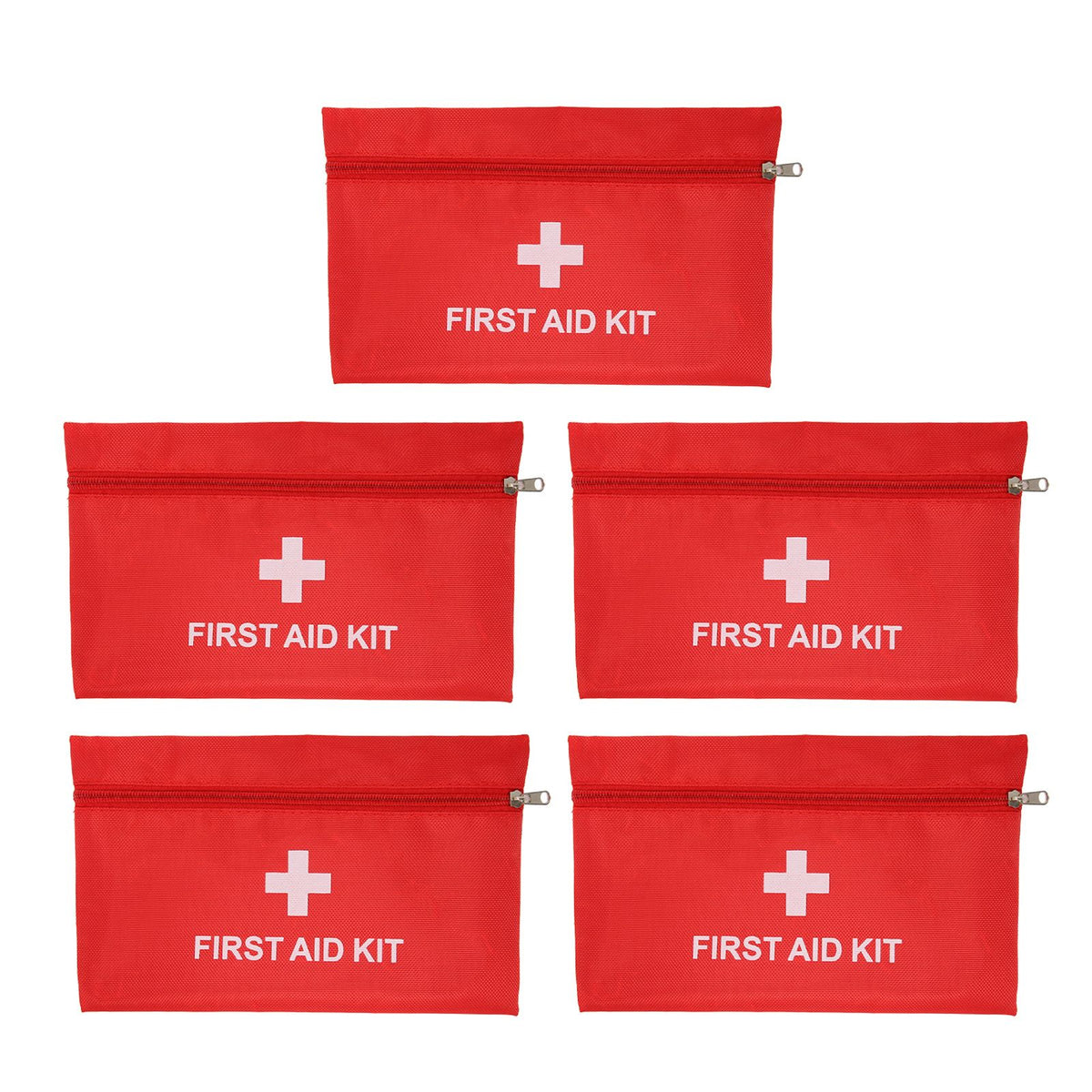 5Pcs/Set Potable Medicine Bag Empty Aid Case Rescue Pouch Waterproof Nylon Red for Home Outdoor Travel Large 25x16cm/9.84x6.3in
