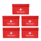 5Pcs/Set Potable Medicine Bag Empty Aid Case Rescue Pouch Waterproof Nylon Red for Home Outdoor Travel Small 20x14cm/7.87x5.51in