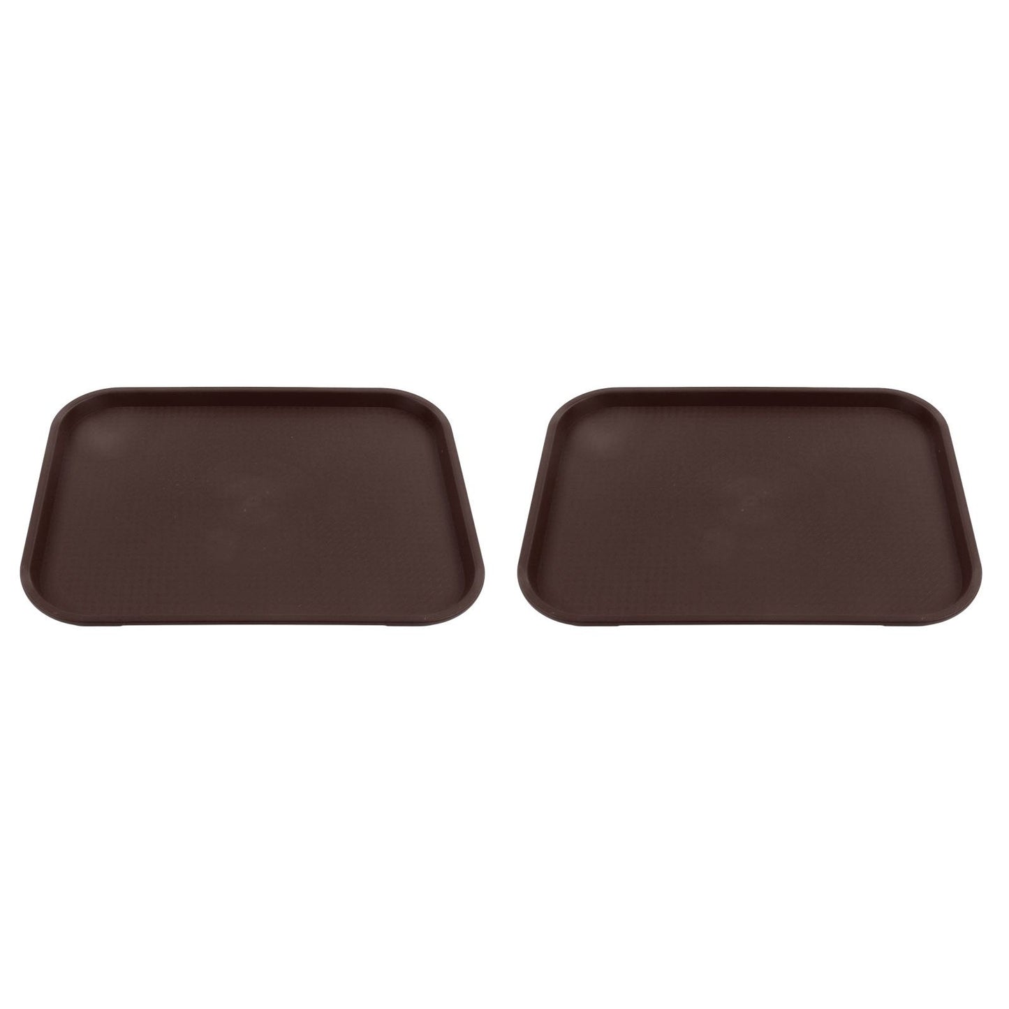 2Pcs Fast Food Tray Stackable Rectangular Light Weight Anti Slip PP Food Service Tray for Restaurants CafesBrown