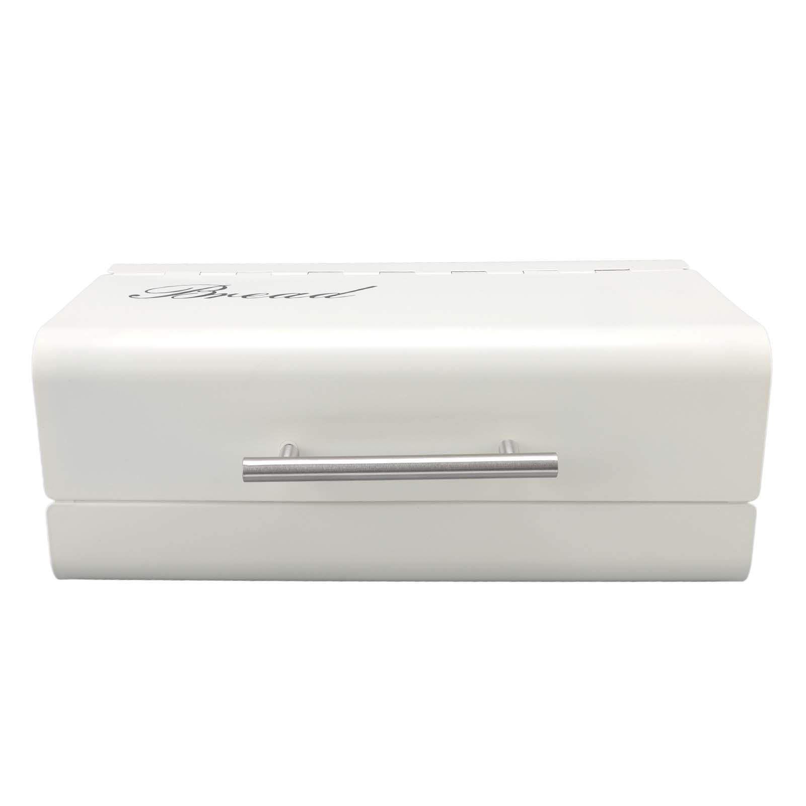 Bread Bin Large Capacity Save Countertop Space Bread Storage Container with Clamshell Door for Home Kitchen Office White