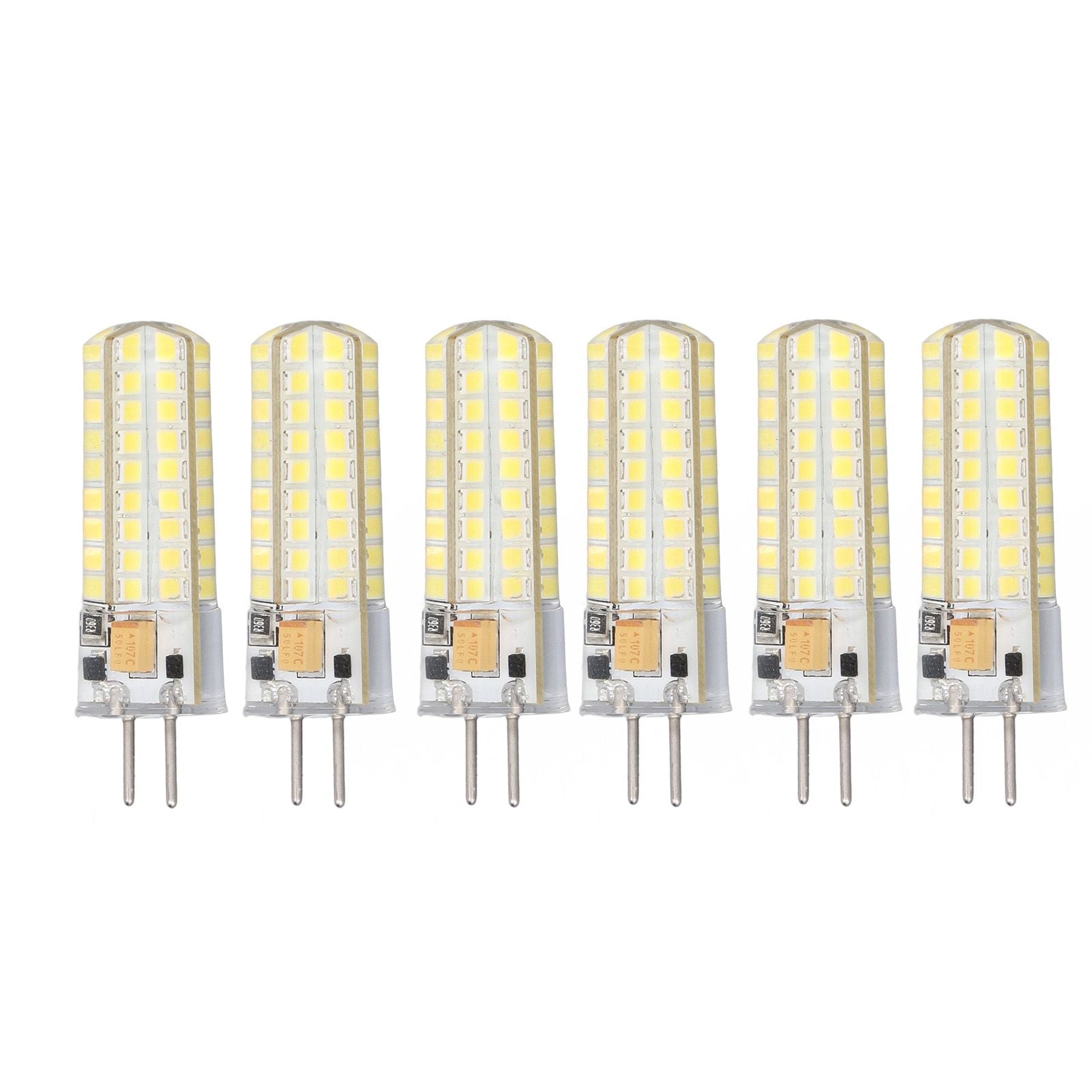 6Pcs GY6.35 LED Bulb 7W AC DC12V 700lm 72 LEDs 360 Degree LED Corn Light Bulb for Pendant Lamps Ceiling Lamps White Light(6000K-6500K)