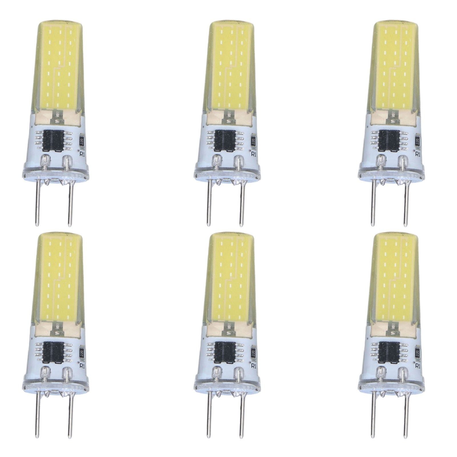 6Pcs G8 LED Bulb 5W Dimmable 2508 COB Energy Saving Easy Installation 360 Degrees 50000 Hours Stable 5W Bulbs 100‑120V Cold White