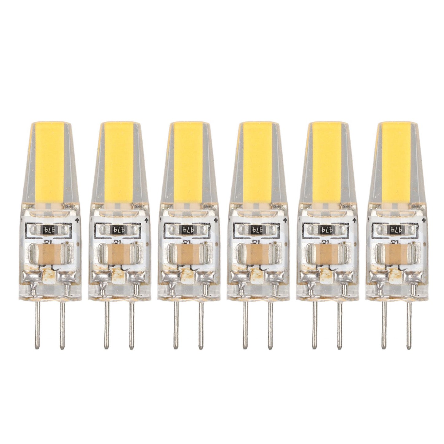 6 Pcs 6W 500LM G4 Bulb LED COB Silica Gel Energy Saving Lamp Bulb for Ceiling Lamp Wall Lamp Table Lamp 220V Warm White