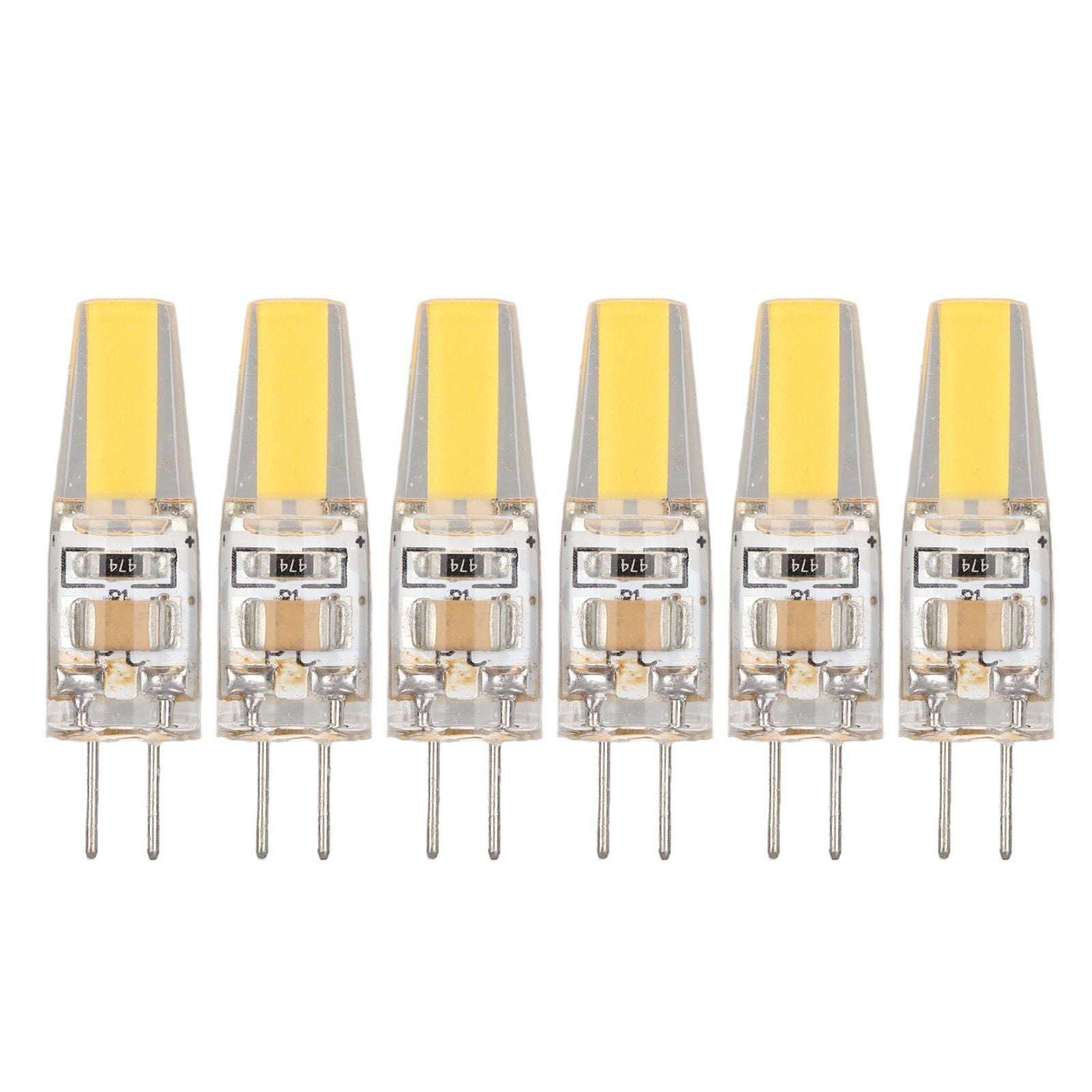 6 Pcs 6W 500LM G4 Bulb LED COB Silica Gel Energy Saving Lamp Bulb for Ceiling Lamp Wall Lamp Table Lamp 220V Warm White