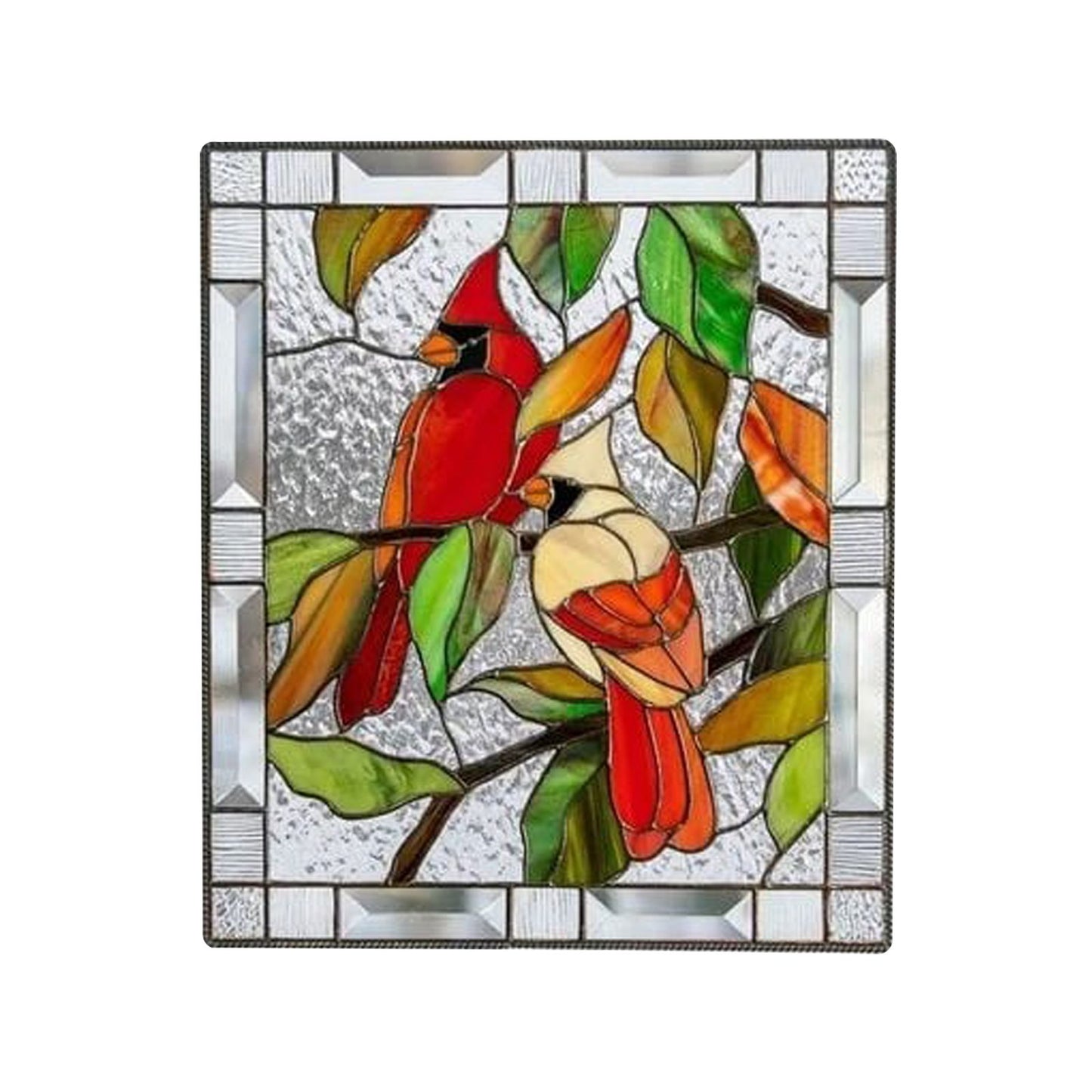 Cardinal Stained Window Panel Glass Window Hanging For Wall Decoration