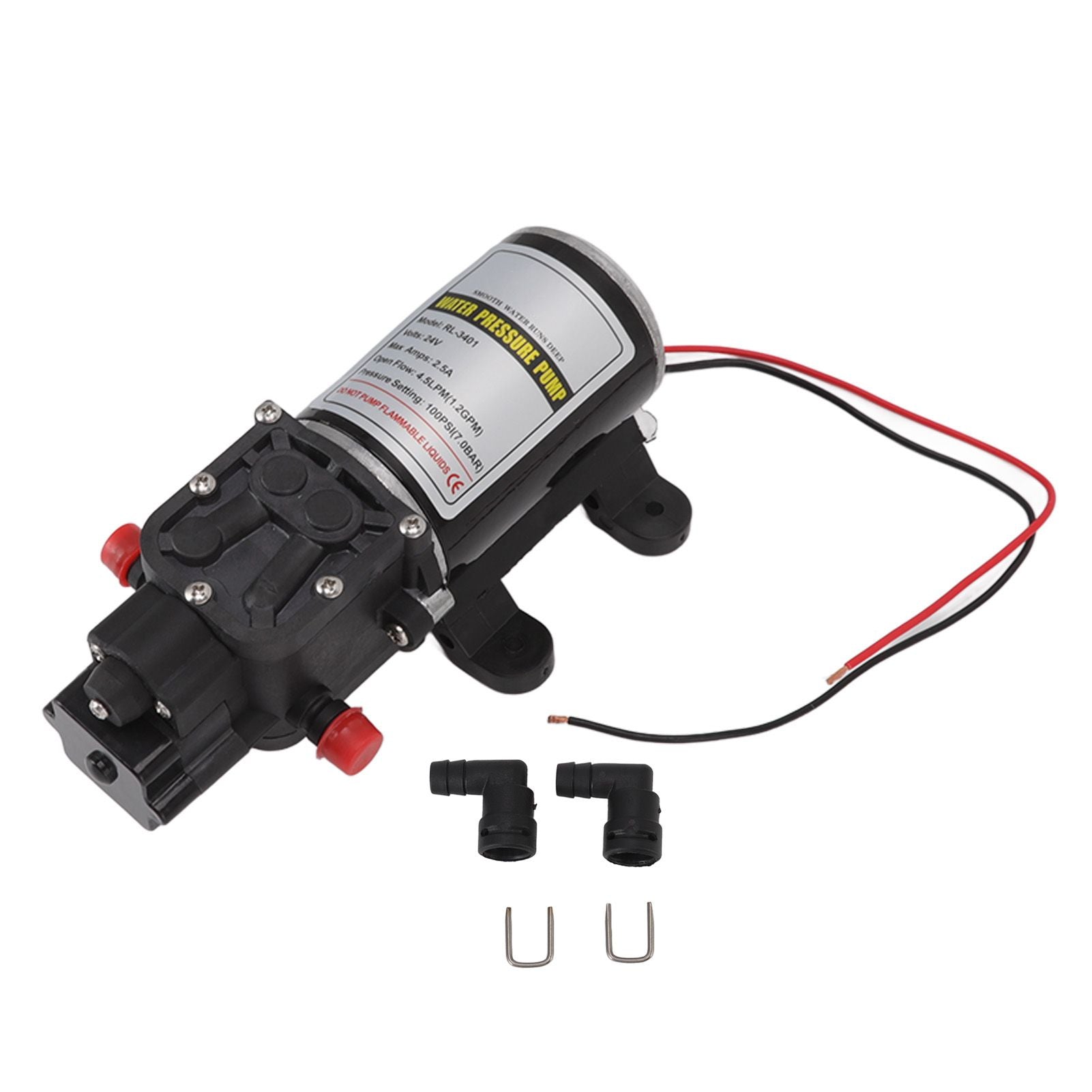 Diaphragm Water Pump Self Priming Intermittent Diaphragm Pump High Pressure Water Pump for Home Marine RL 3401(24V)