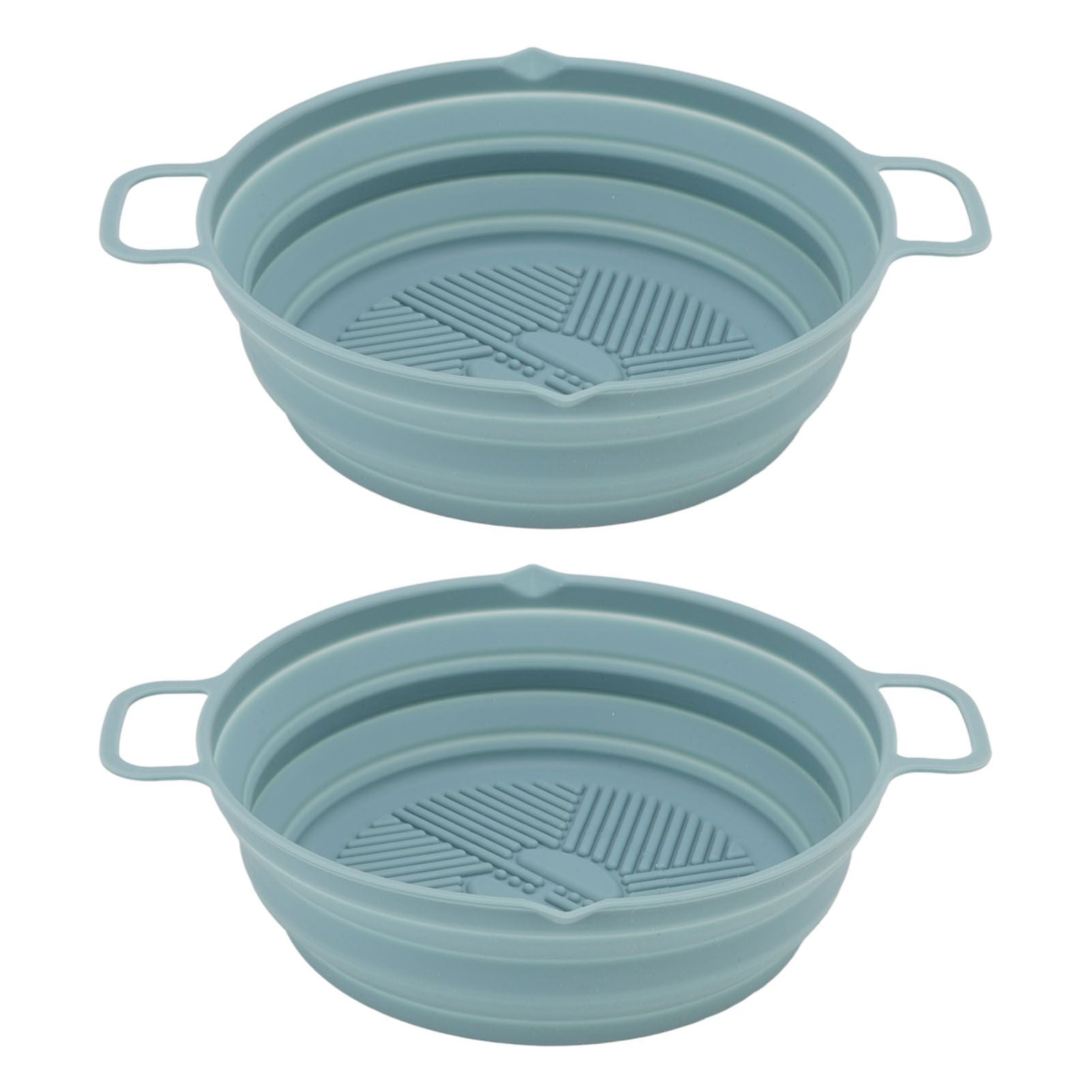 2pcs Fryer Silicone Liner Collapsible Food Grade Silicone Pot for Air Cooker Round Fryer Silicone Basket Blue