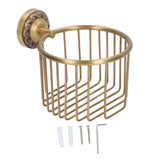 Brass Antique Toilet Roll Holder Punch Free Stable Wall Mount Paper Towel Rack for Bathroom