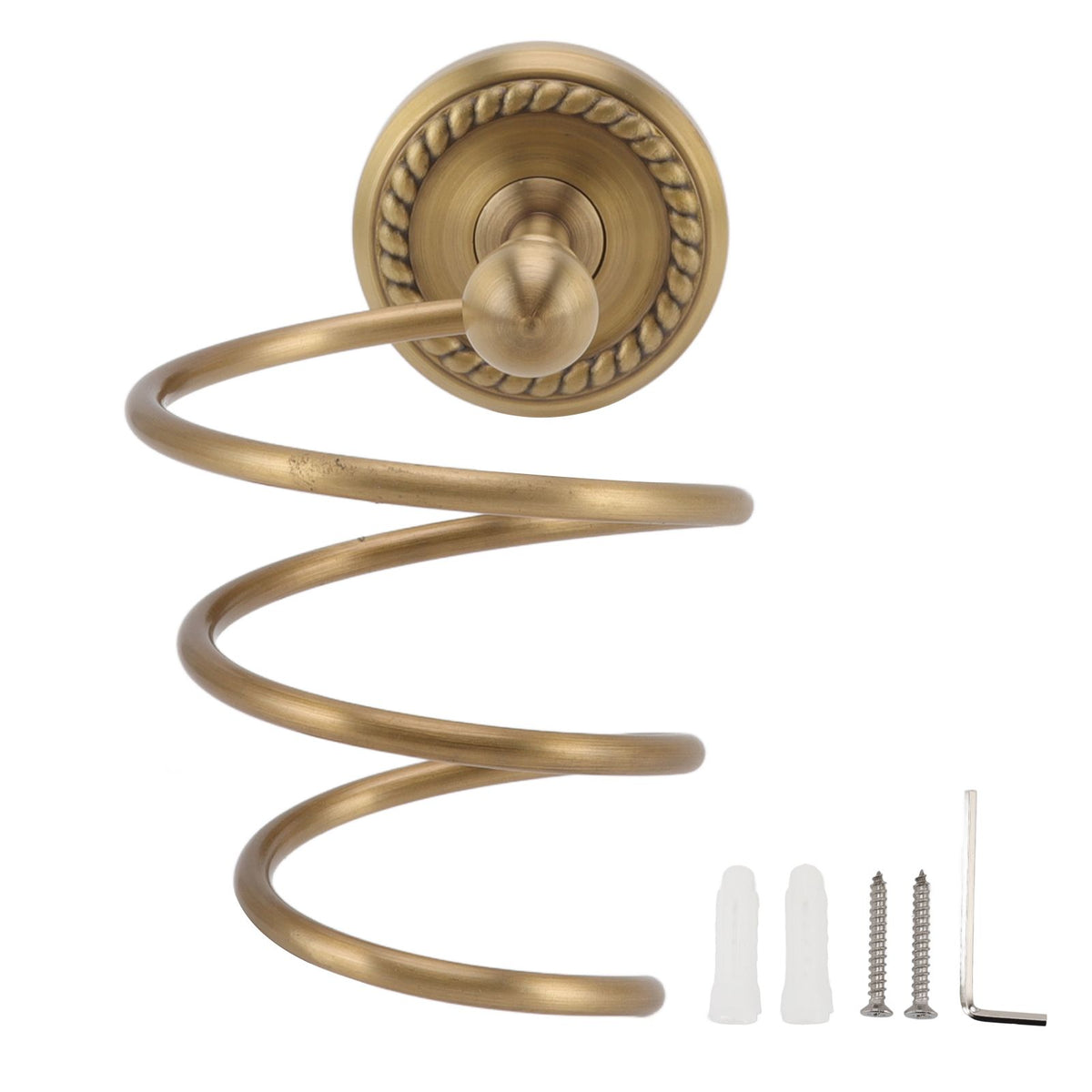 Hair Dryer Holder Antique Brass Hair Care Tools Holder Wall Mount Bronze Finished Spiral Hair Dryer Hanging Rack