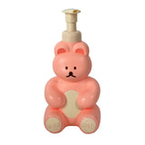 Foam Pump Bottle Cute Bear Shape Large Capacity Foaming Soap Dispenser Bottle for Facial Wash Body Wash Hand Soap Pink
