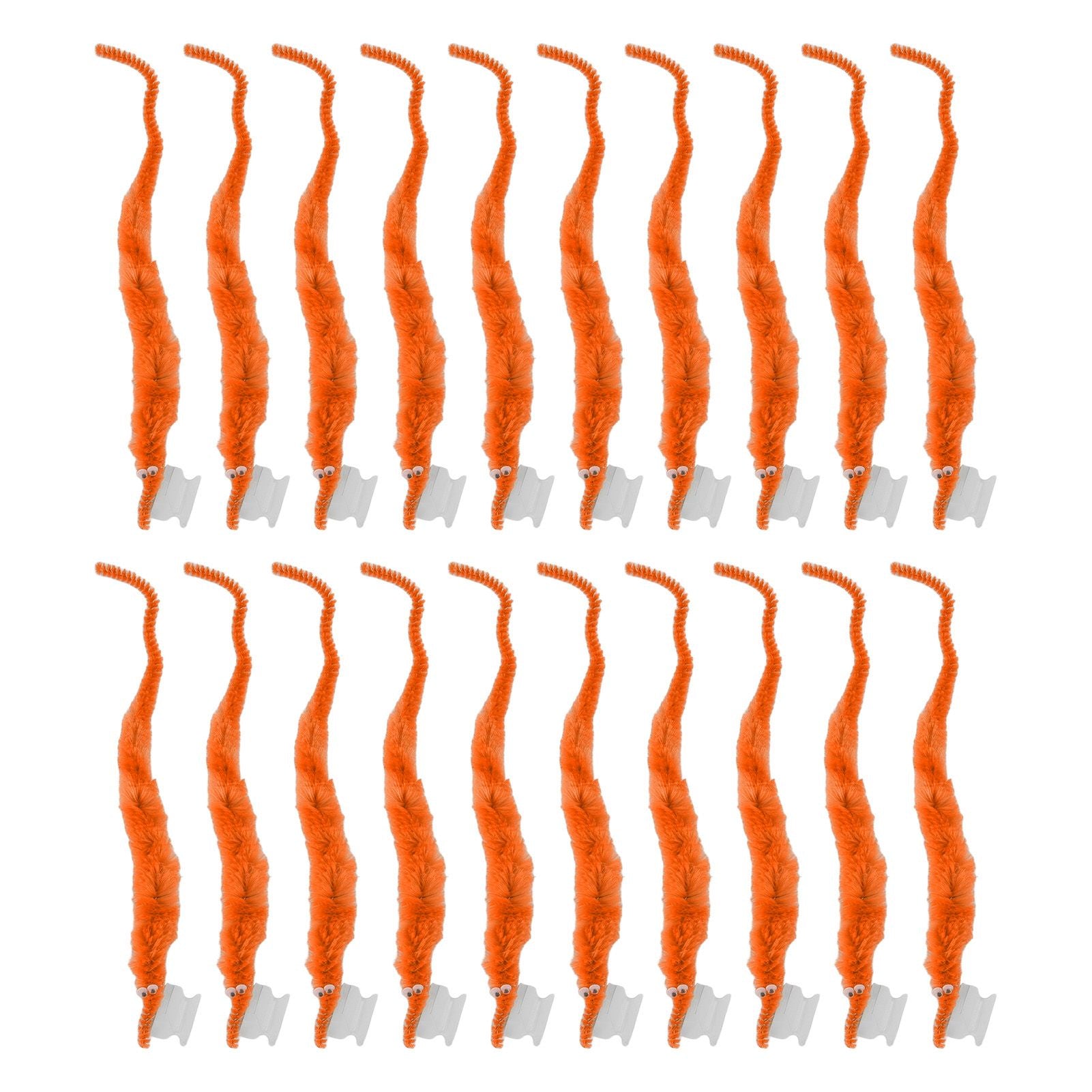 20 Pcs Furry Worm Soft Touch Plush Material Cute Style DIY Compact Portable Fuzzy Worms for Party Orange