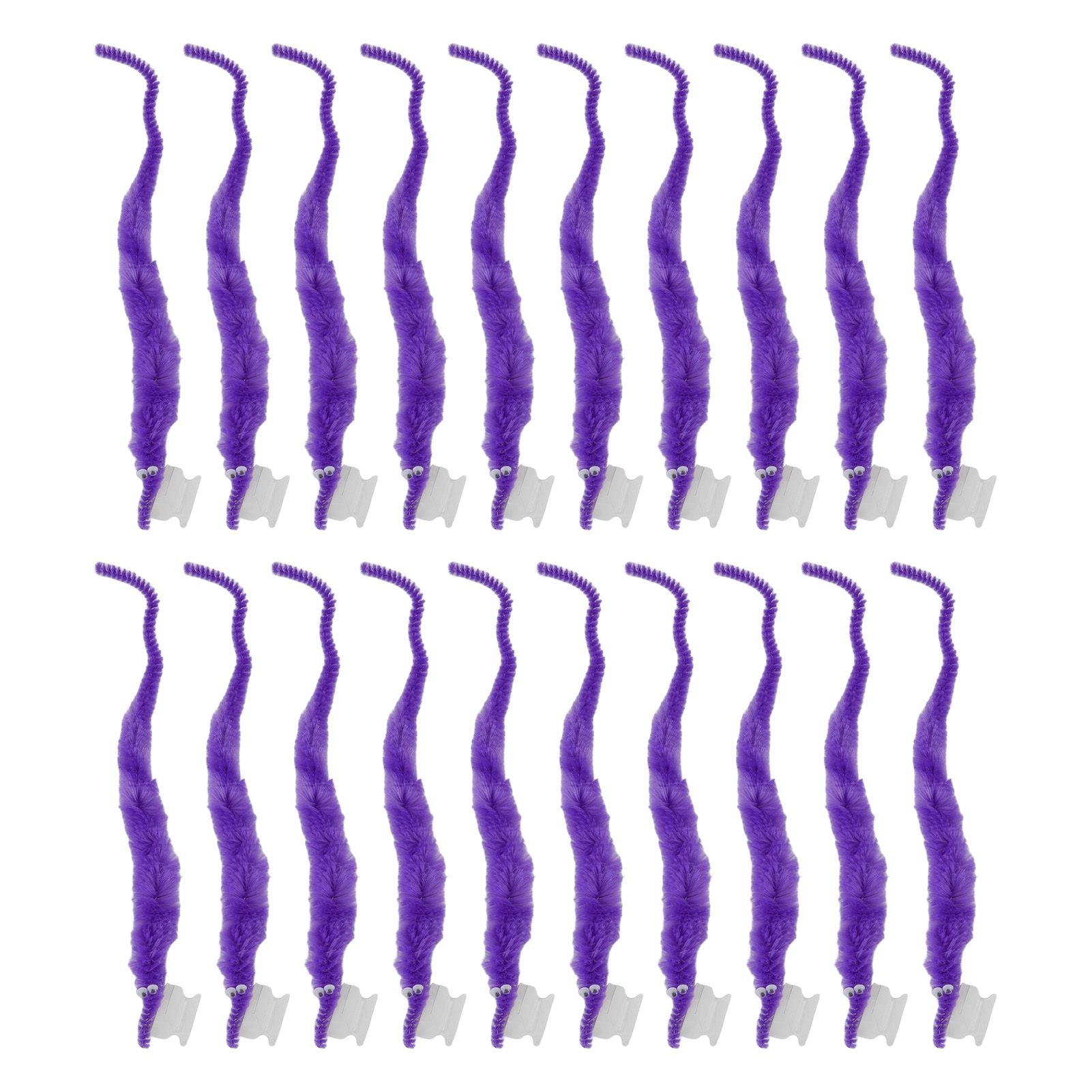20 Pcs Furry Worm Soft Touch Plush Material Cute Style DIY Compact Portable Fuzzy Worms for Party Purple