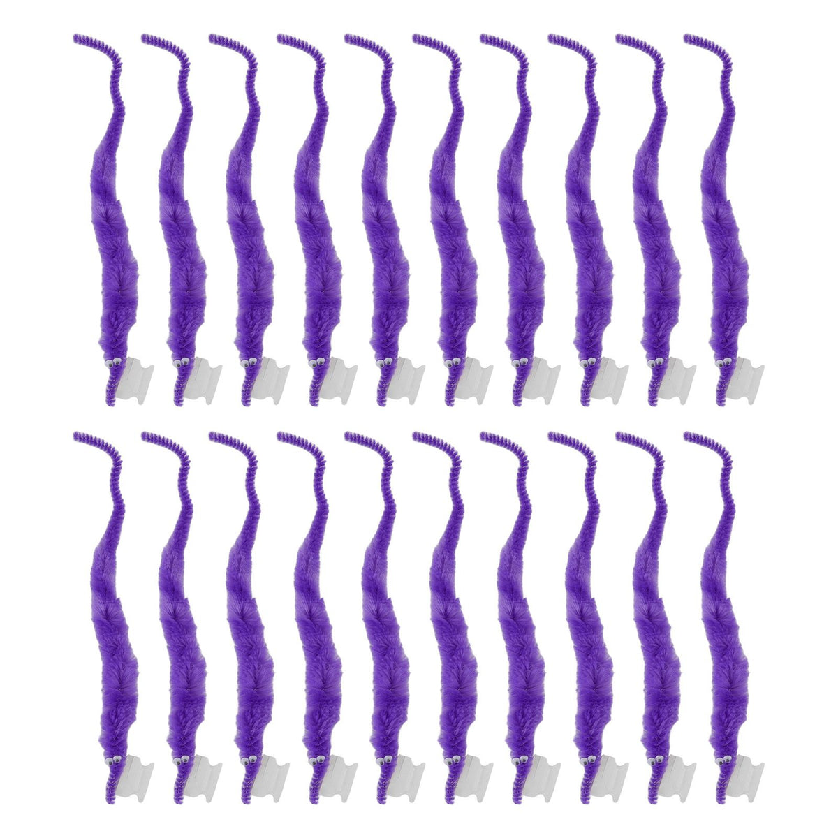 20 Pcs Furry Worm Soft Touch Plush Material Cute Style DIY Compact Portable Fuzzy Worms for Party Purple