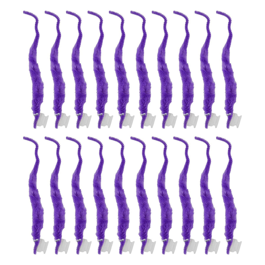20 Pcs Furry Worm Soft Touch Plush Material Cute Style DIY Compact Portable Fuzzy Worms for Party Purple