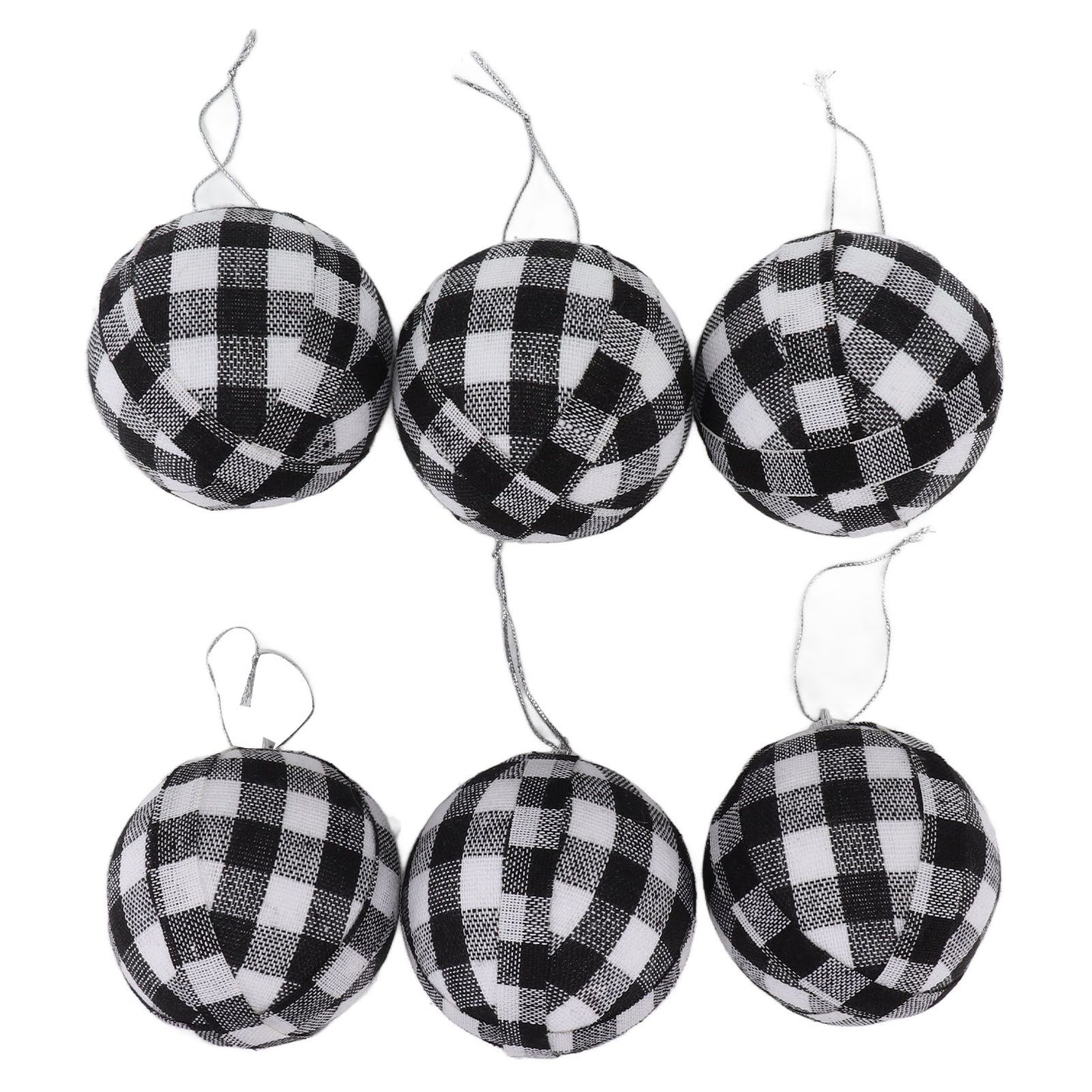 6Pcs 70mm 2.76 Inch Christmas Ornaments Balls Christmas Tree Decoration Balls New Year's Decor Black and White Check