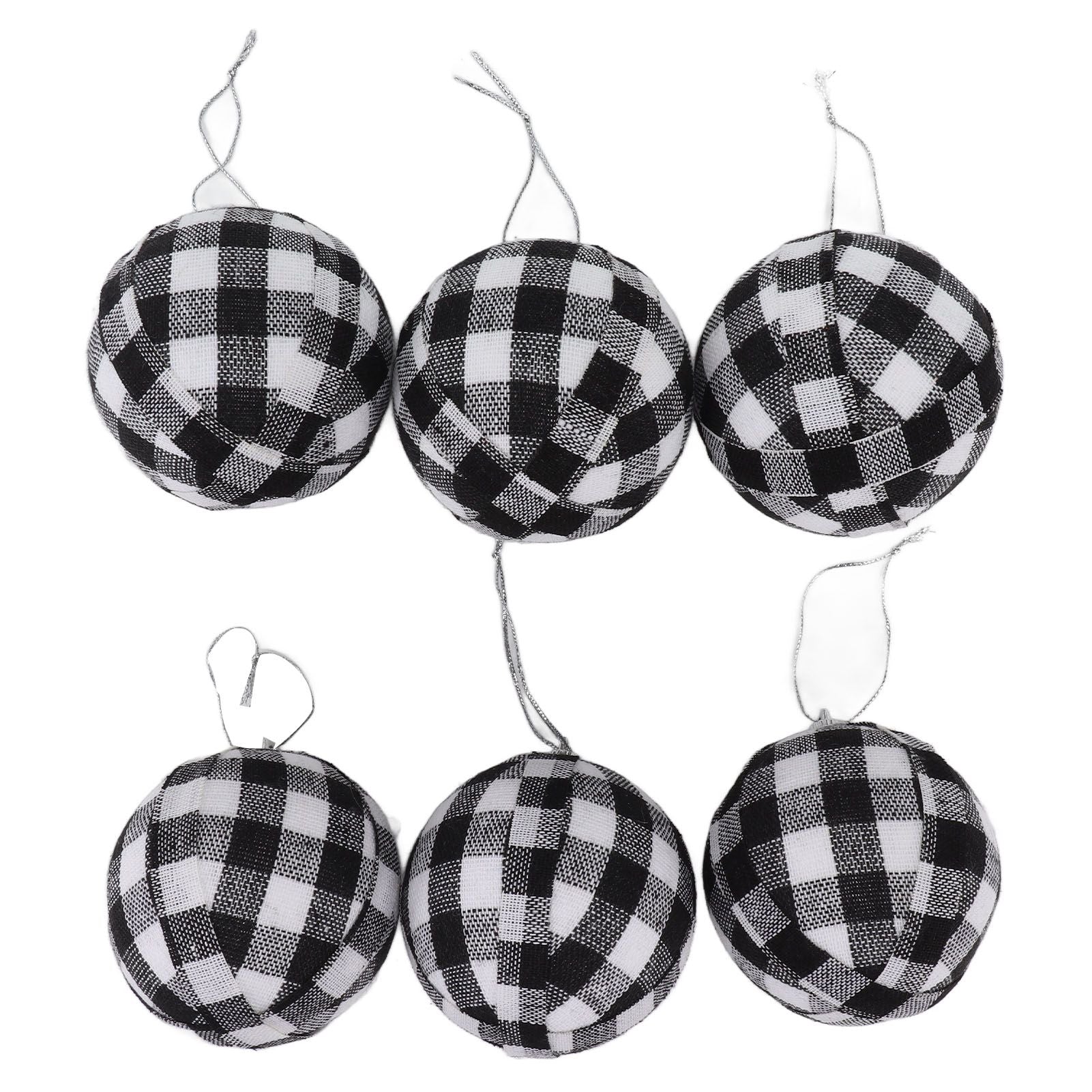 6Pcs 70mm 2.76 Inch Christmas Ornaments Balls Christmas Tree Decoration Balls New Year's Decor Black and White Check