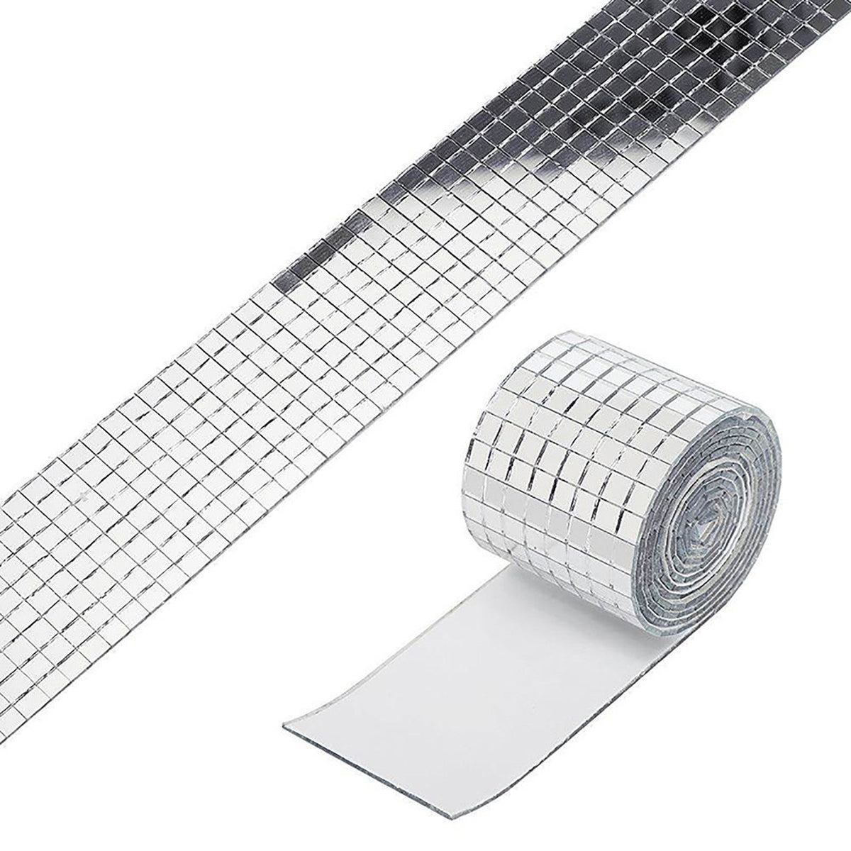 3PCS Mirror Mosaic Tiles Silver 1464 Grains Acrylic Self Adhesive 4x100cm Mirror Tiles Sticker for Handmade Crafts