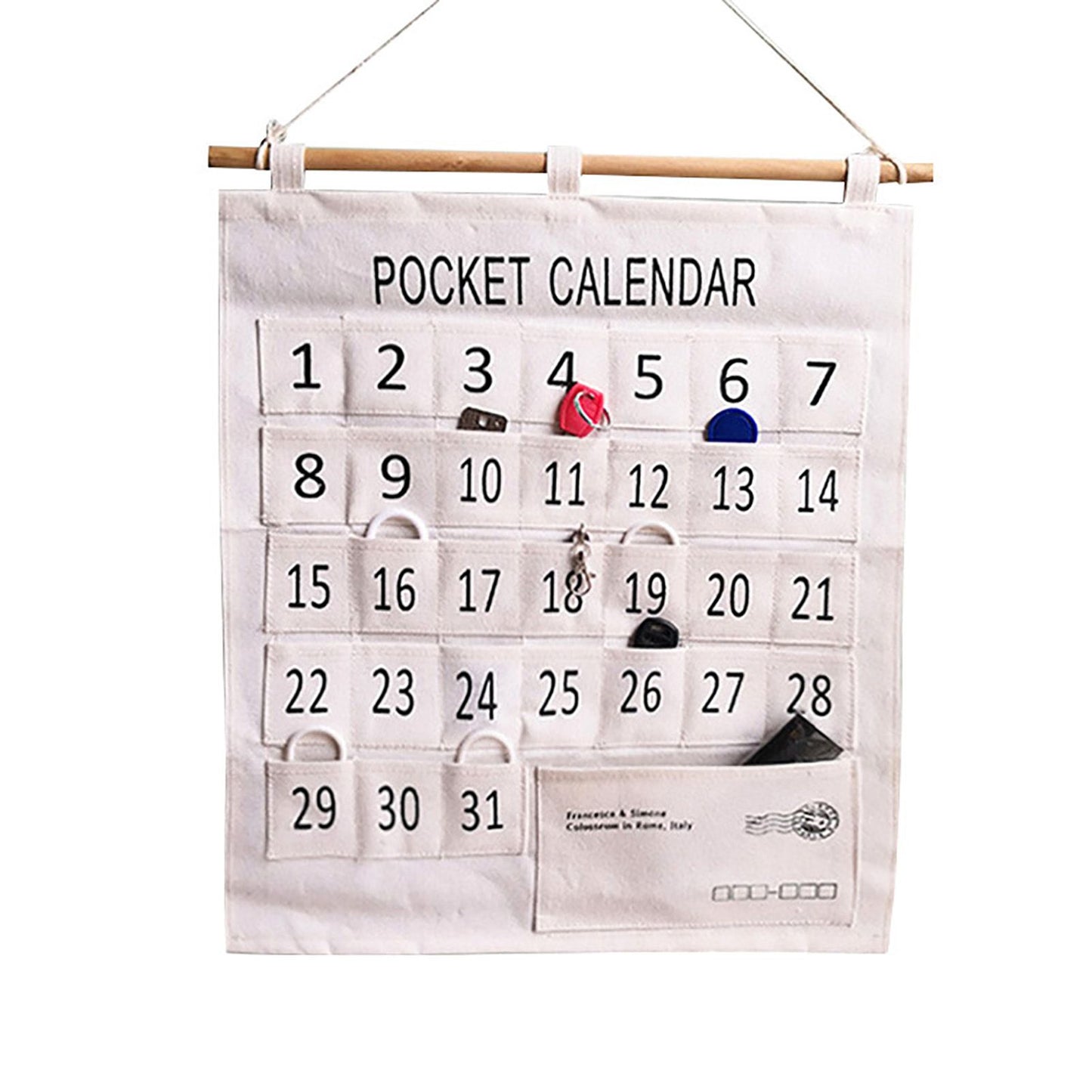 Numbered Calendar Pocket Chart Cotton and Linen Morning Check Classroom Pocket Chart Calendar Wall Hanging Organizer Large 31 Pockets