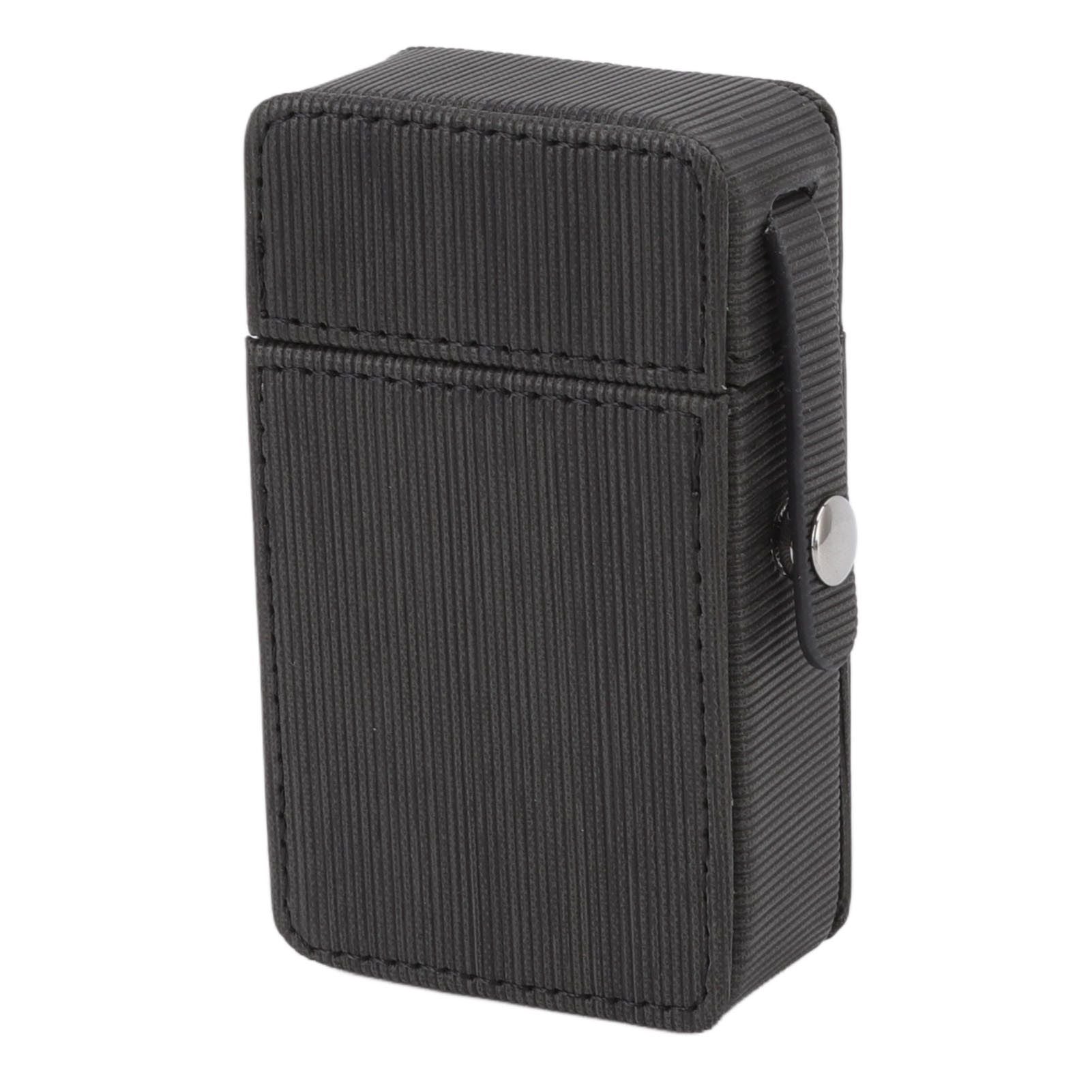Cigarettes Box Holder PU Flap Design Portable Cigarettes Box Protective Case for Travel Daily Black