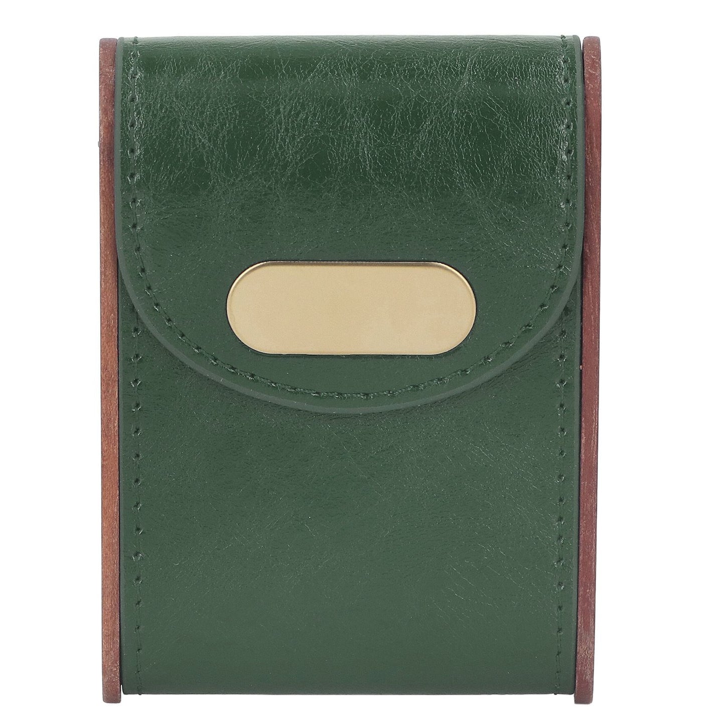Wooden Cigar Case Box PU Cover Cigarette Holder for 20Pcs Smoking Accessories for Men Women Green