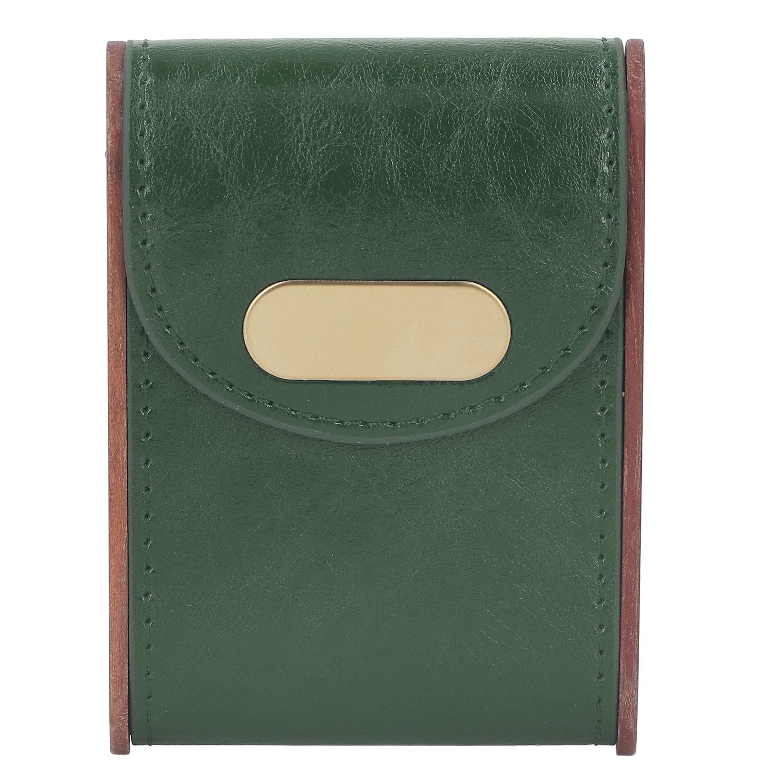 Wooden Cigar Case Box PU Cover Cigarette Holder for 20Pcs Smoking Accessories for Men Women Green