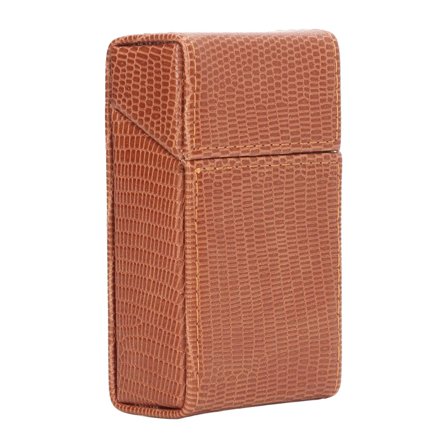 Cigarettes Box Holder Lizard Designed PU Leather Cigarettes Box Storage Case for Women Men Apricot