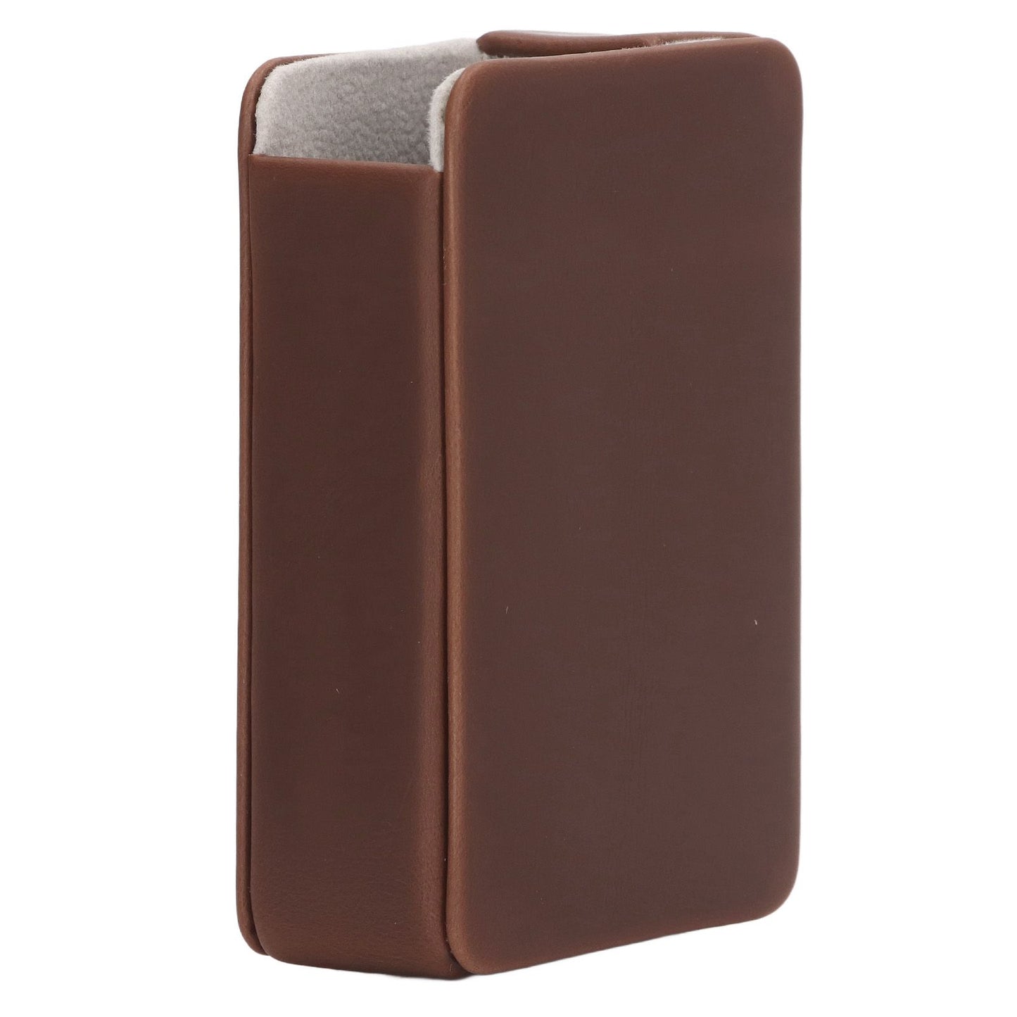 Plain Grain PU Leather Cigarette Box Lightweight Portable Pocket Carrying Box for Hold 20 Women Cigarettes Coffee Color