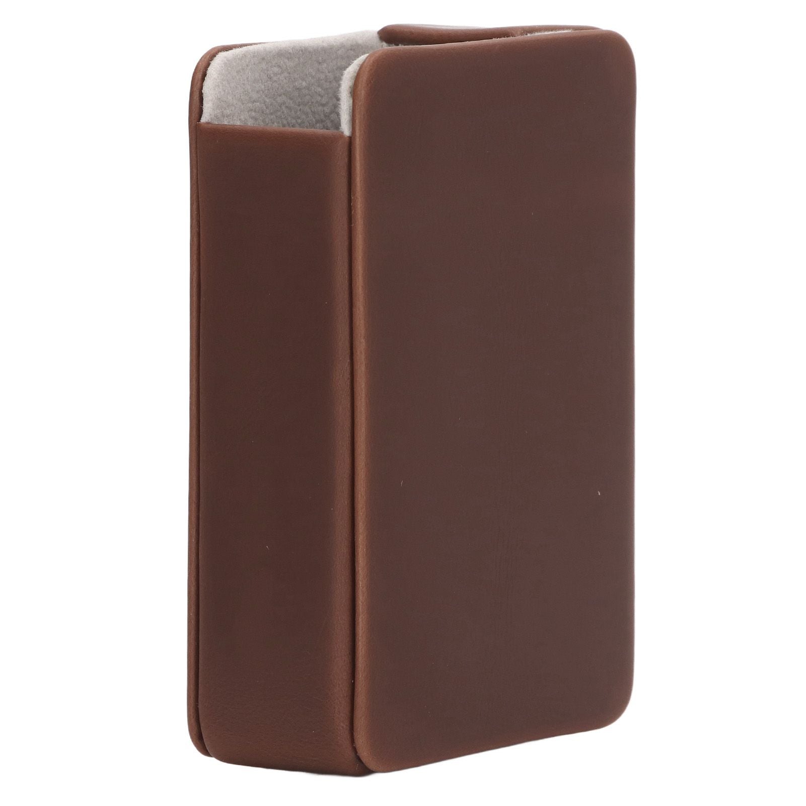 Plain Grain PU Leather Cigarette Box Lightweight Portable Pocket Carrying Box for Hold 20 Women Cigarettes Coffee Color