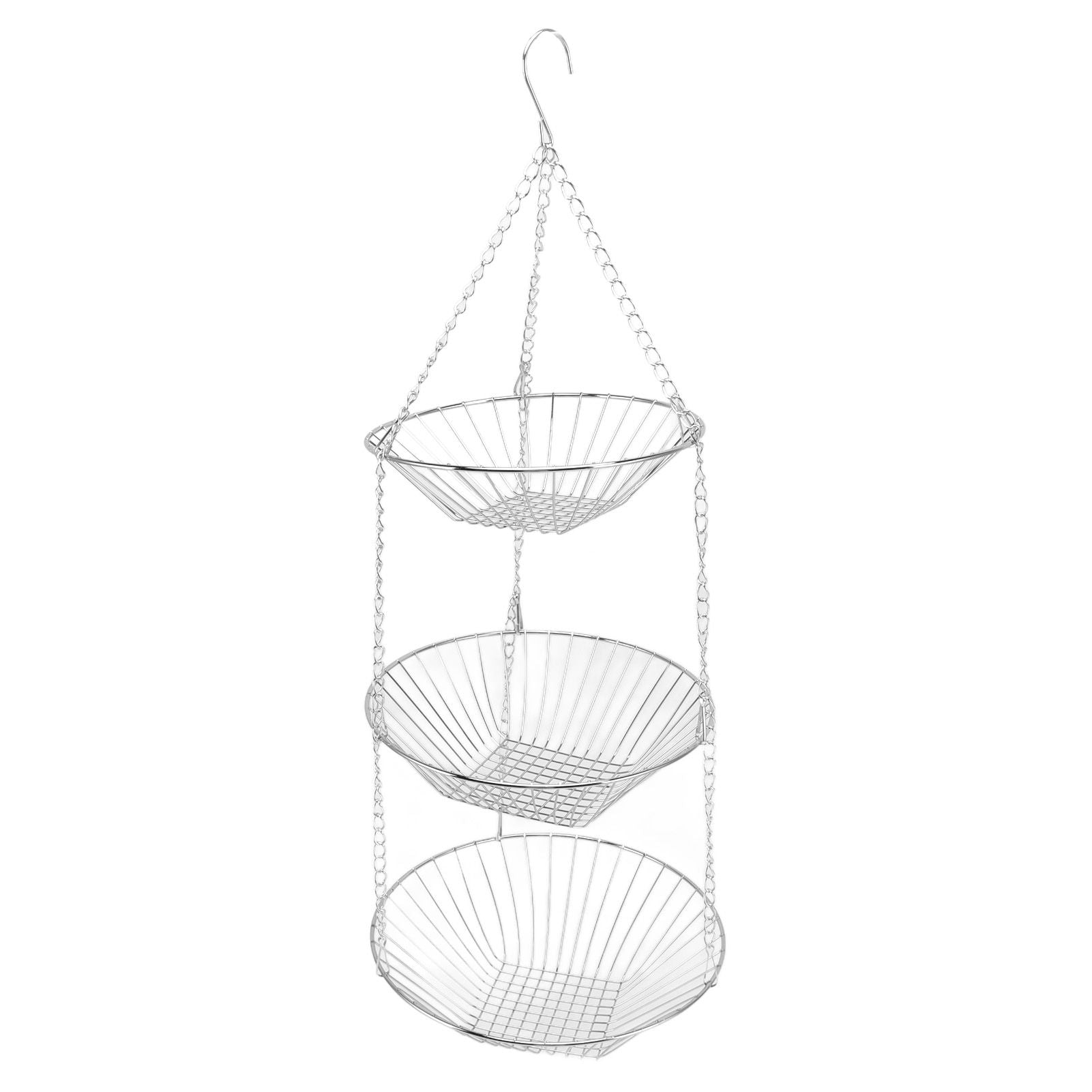 3 Tier Kitchen Hanging Fruit Basket Iron Wire Fruit Vegetable Flower Hanging Storage Basket for Indoor Outdoor