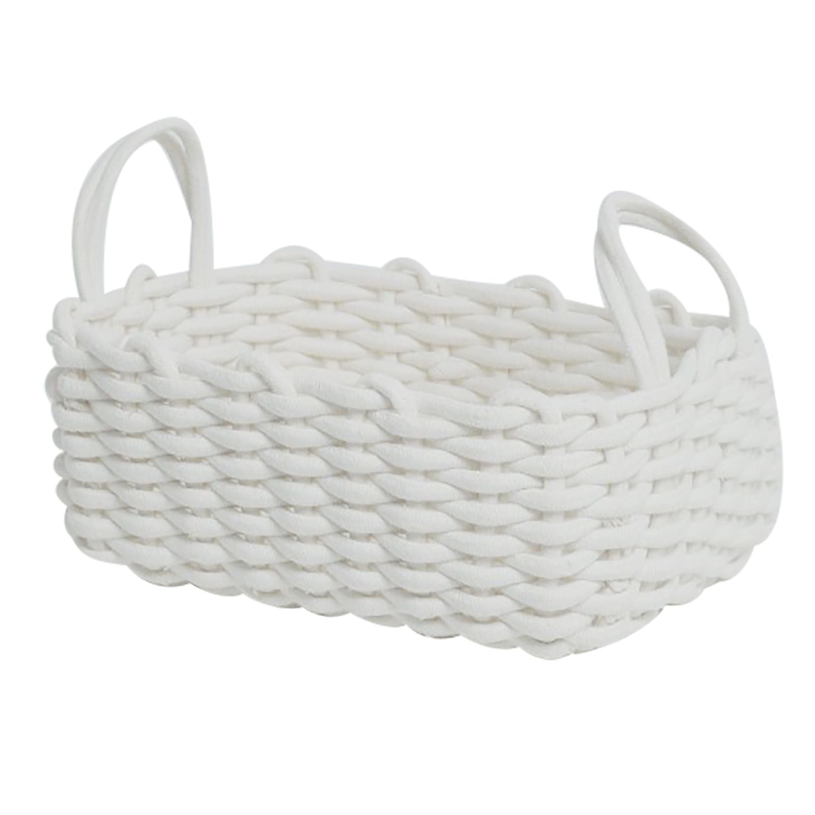 Cotton Rope Storage Basket Hand Knitting Nordic Style Desktop Storage Organizer for Key Snacks Underwear White 36x25x15cm/14.2x9.8x5.9in