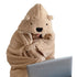Winter Throw Blanket Cloak With Hood Thick Soft Plush Warm Wearable Blanket for Children and Adults Beige 120x123cm