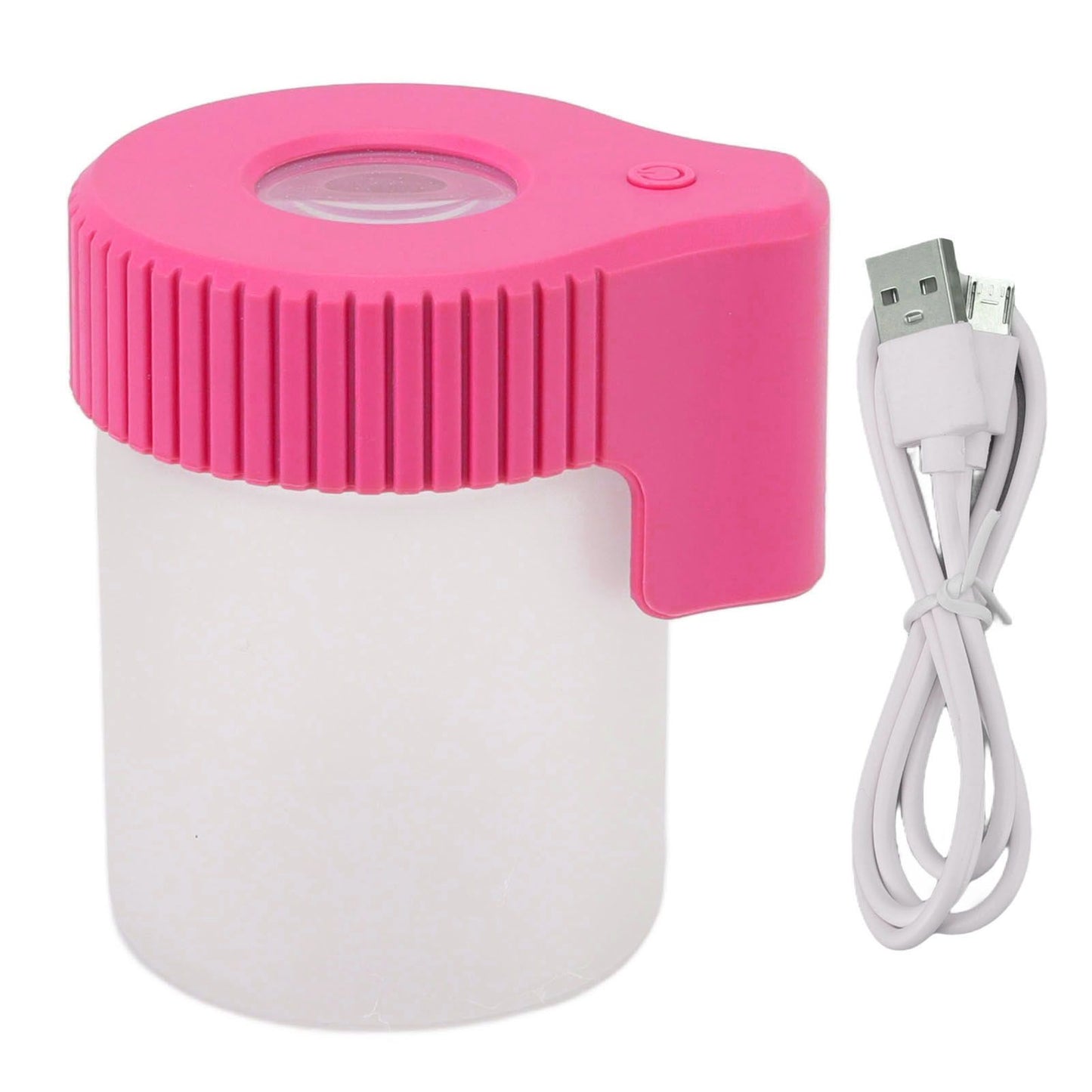LED Magnifying Jar 8X Magnifying Viewing Jar Glass Shell Odor Proof Waterproof LED Storage Container for Tobacco Herbs Rose Red