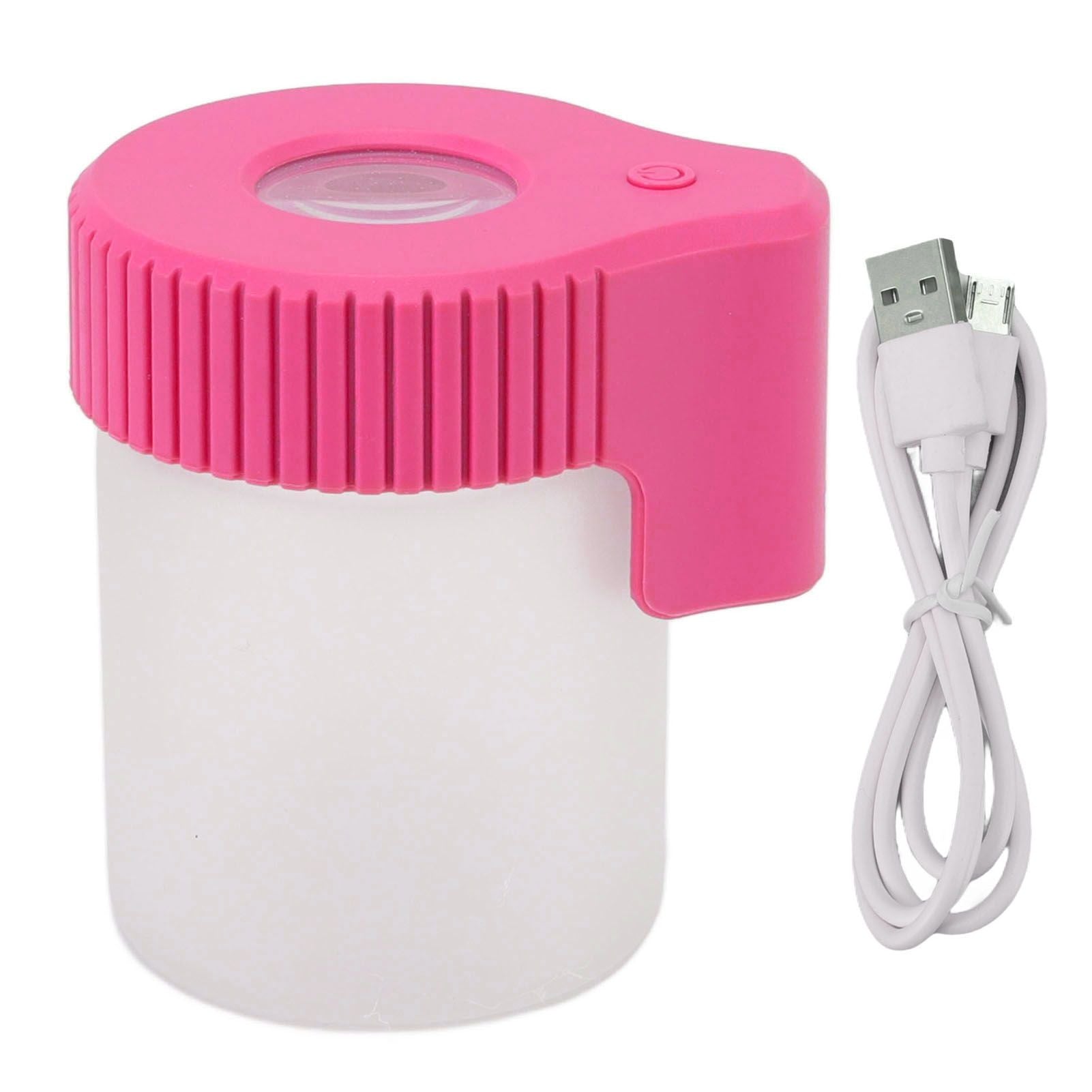LED Magnifying Jar 8X Magnifying Viewing Jar Glass Shell Odor Proof Waterproof LED Storage Container for Tobacco Herbs Rose Red