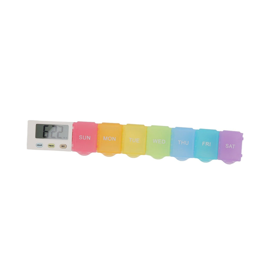 Electronic Medicine Box Detachable Washable Large Capacity Portable Tablet Case with Timer Reminder for Travel 7 Grids