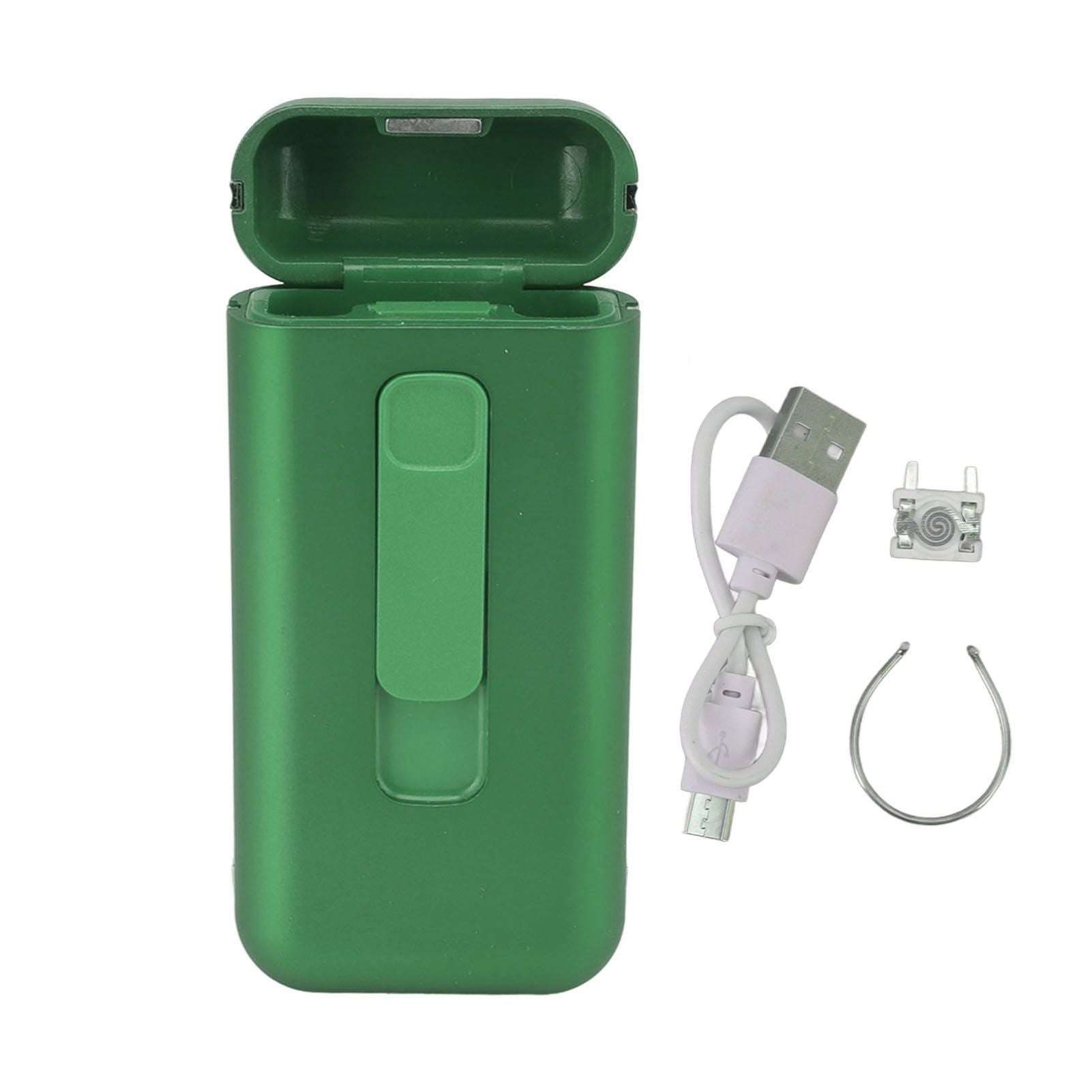 Cigarette Case with Lighter for 20pcs Rechargeable Integrated Dampproof Magnetic Lighter Cigarette Box Green