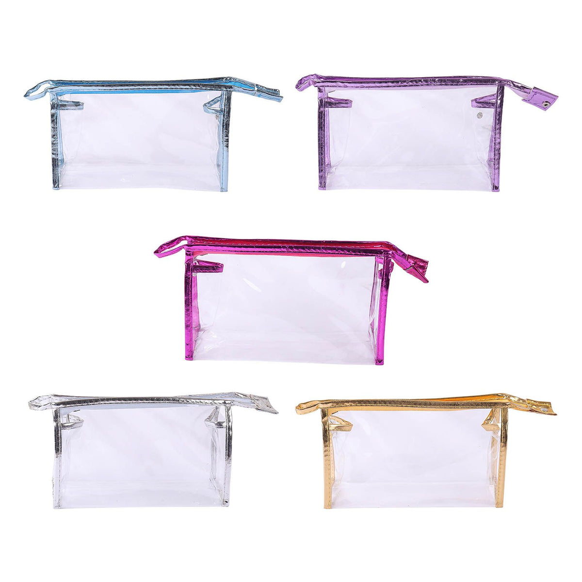 5PCS Clear Cosmetic Bag Five Colors Transparent Fashion PU Leather Handbag Makeup Bag Travel Storage Bag